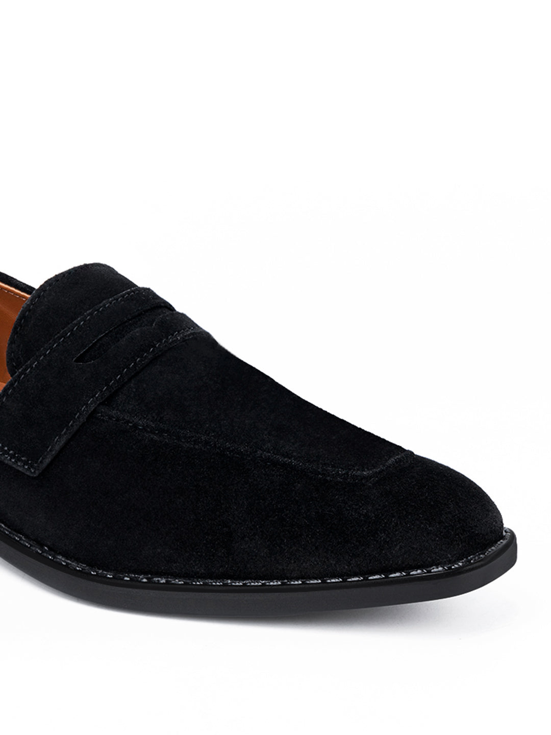 Jet Black Handcrafted Italian Suede Leather Moccasin Shoes