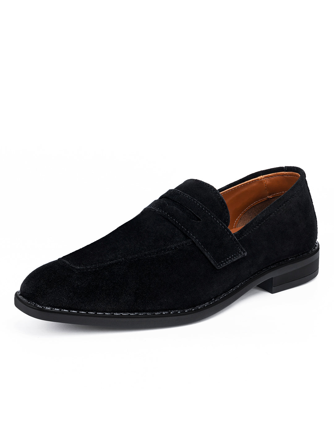 Jet Black Handcrafted Italian Suede Leather Moccasin Shoes