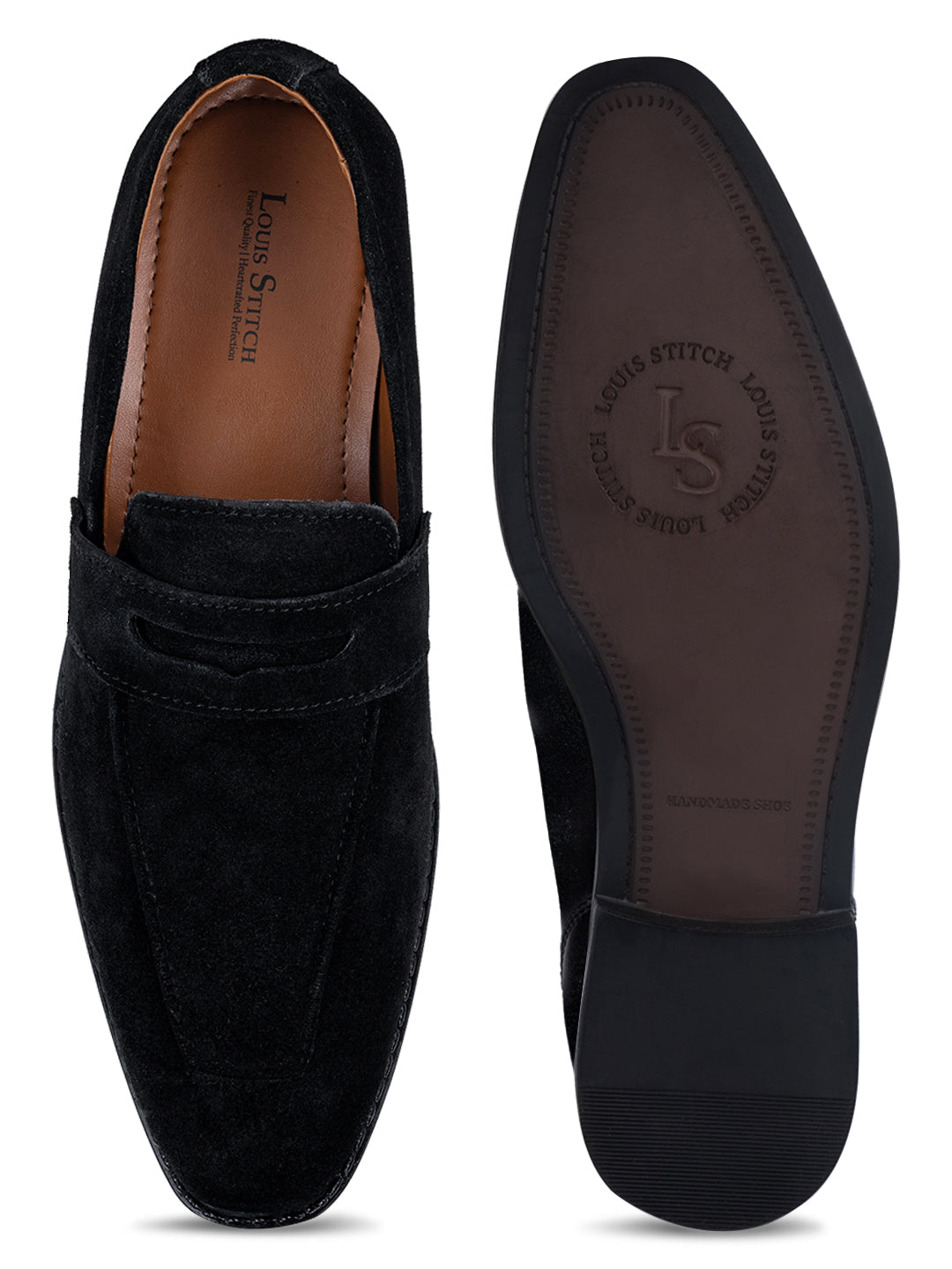 Jet Black Handcrafted Italian Suede Leather Moccasin Shoes