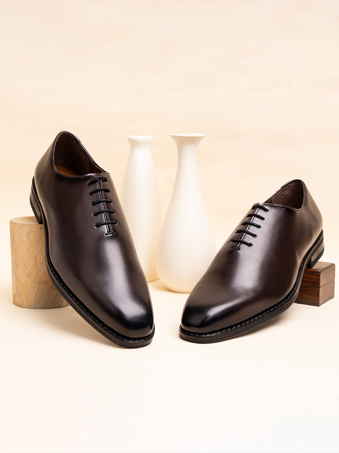 Brunette Brown Handcrafted Lace-Up Wholecut Derby Shoe