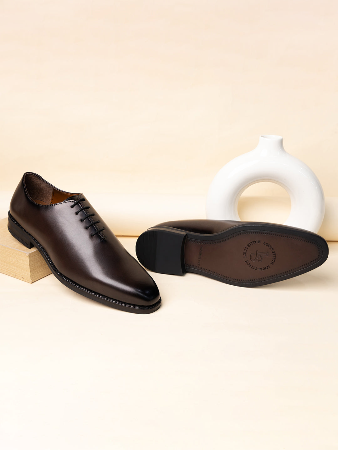 Brunette Brown Handcrafted Lace-Up Wholecut Derby Shoe