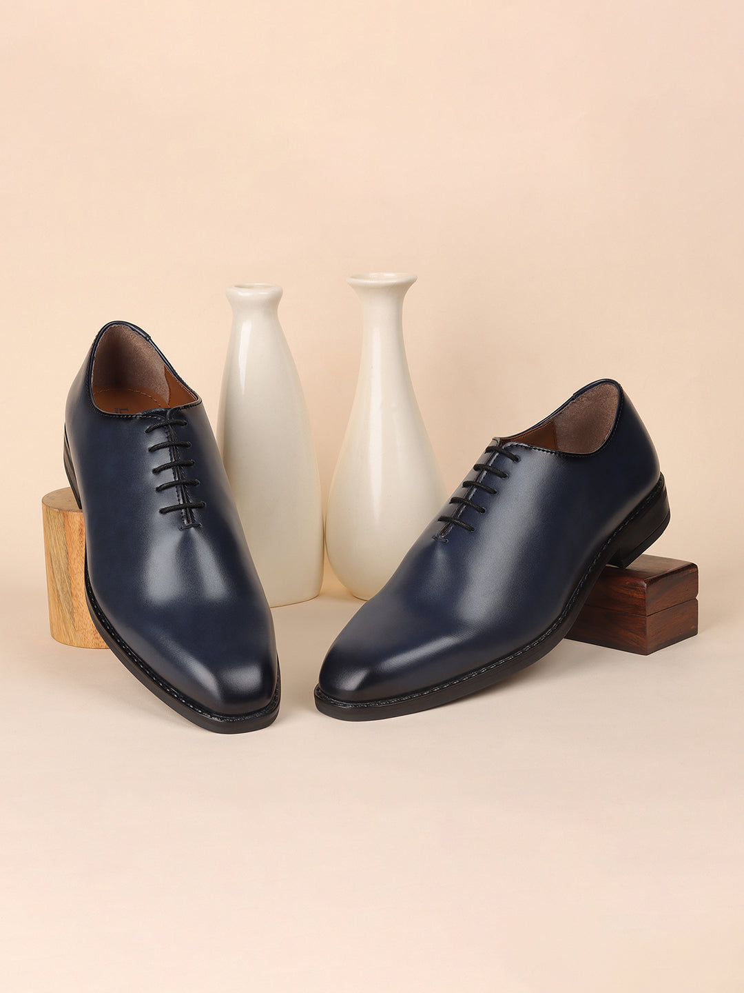 Federal Blue Handcrafted Lace-Up Wholecut Derby Shoe