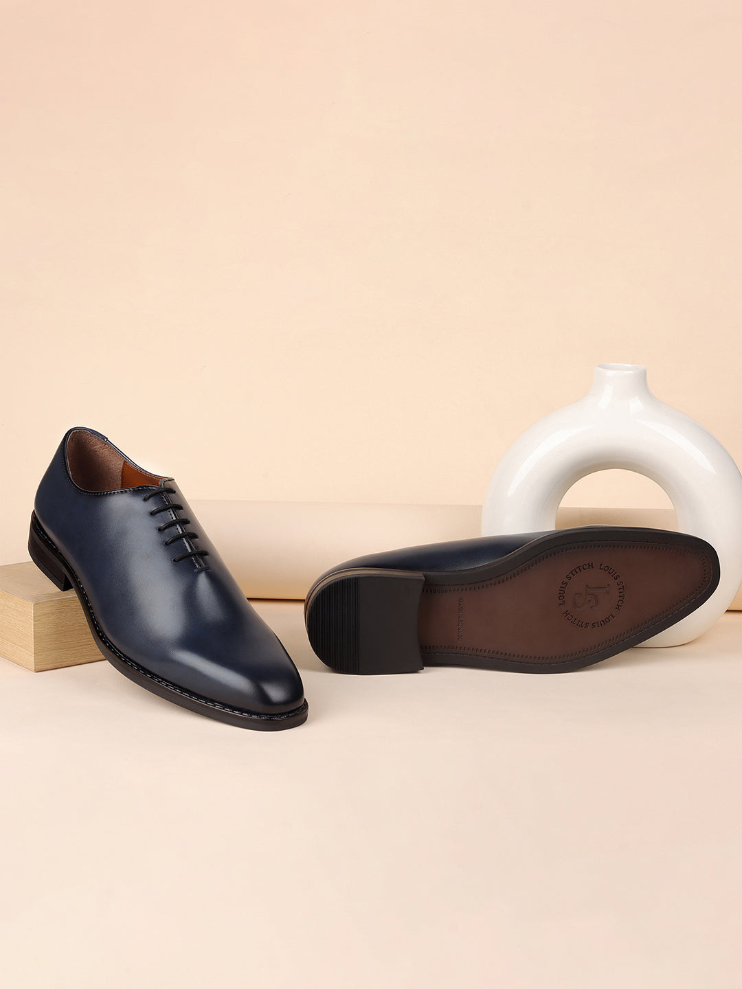 Federal Blue Handcrafted Lace-Up Wholecut Derby Shoe