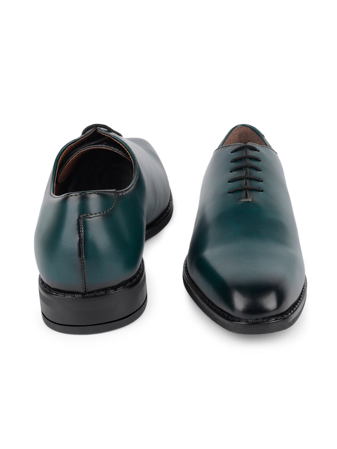 Seaweed Green Handcrafted Lace-Up Wholecut Derby Shoe
