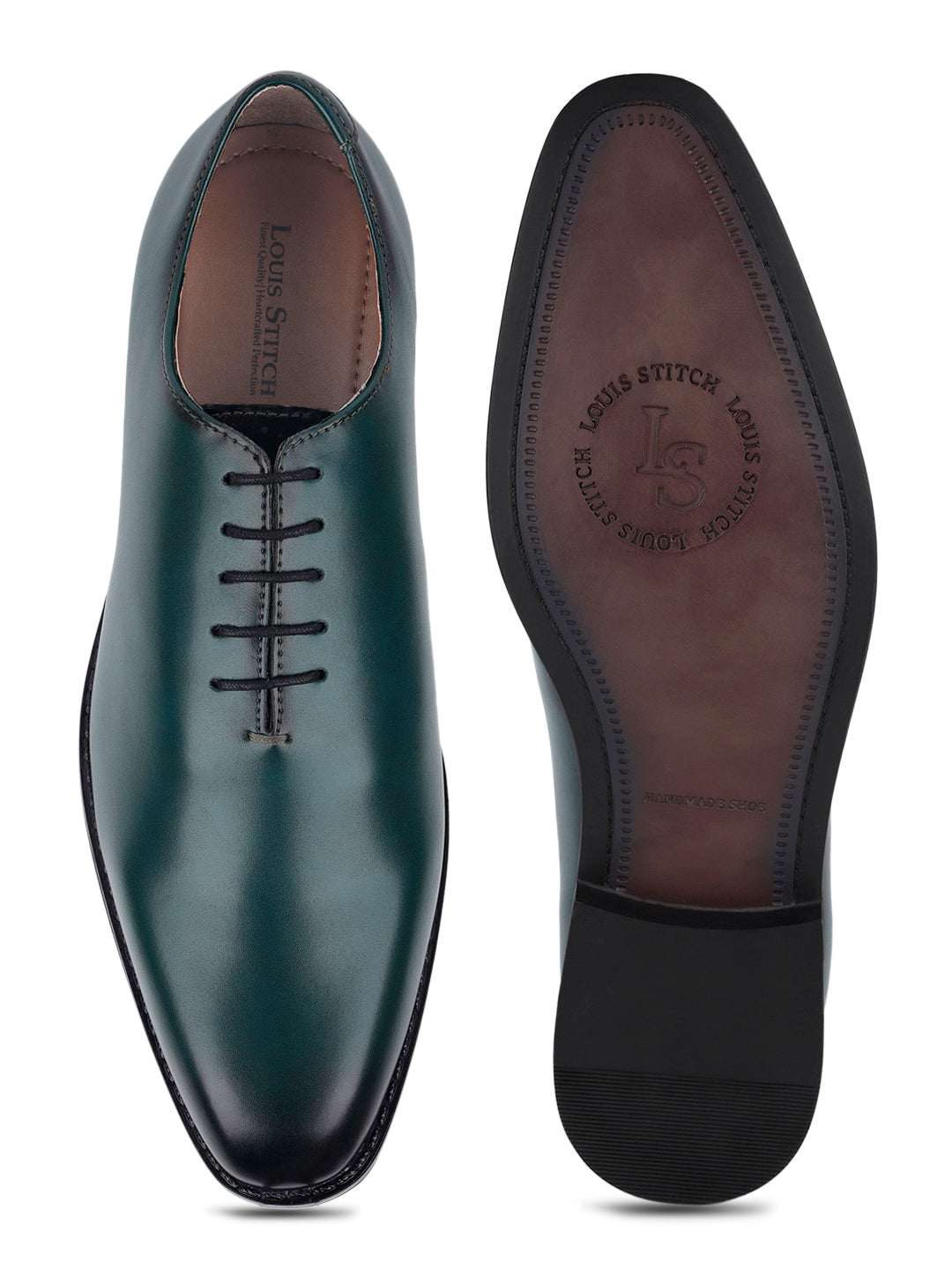 Seaweed Green Handcrafted Lace-Up Wholecut Derby Shoe