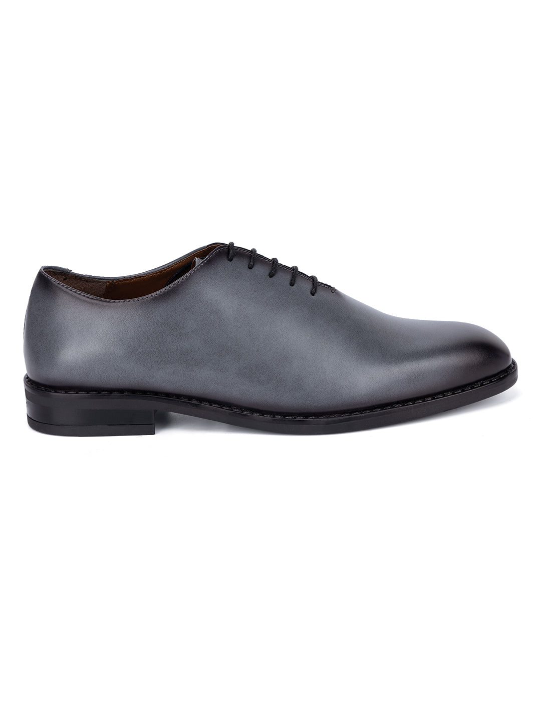Ash Grey Handcrafted Lace-Up Wholecut Derby Shoe
