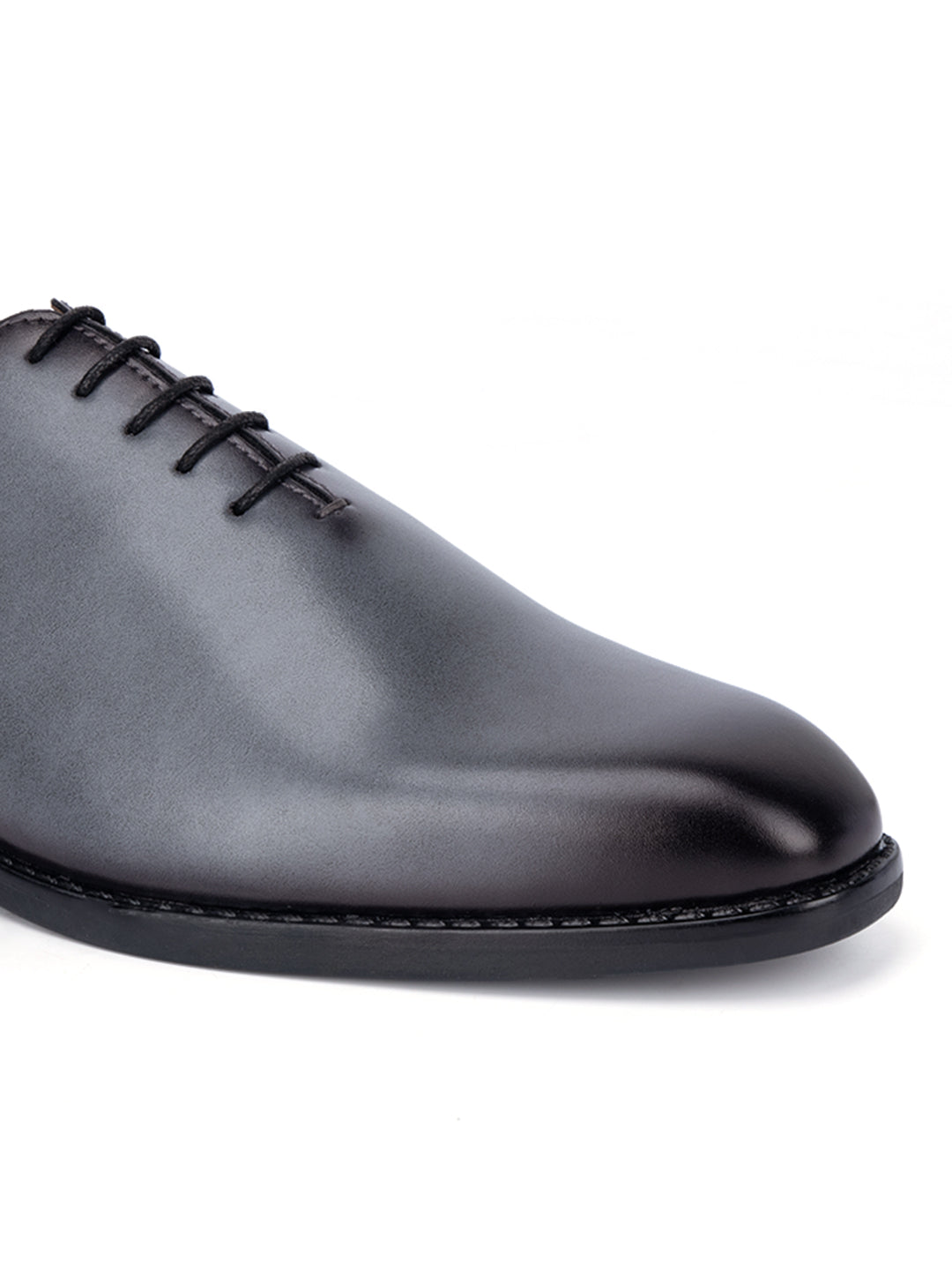 Ash Grey Handcrafted Lace-Up Wholecut Derby Shoe