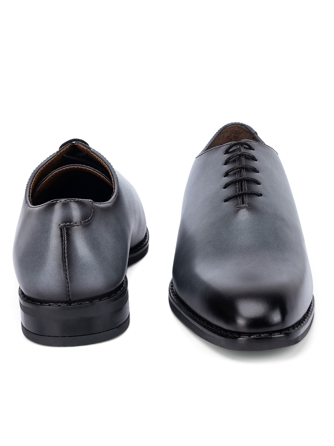 Ash Grey Handcrafted Lace-Up Wholecut Derby Shoe