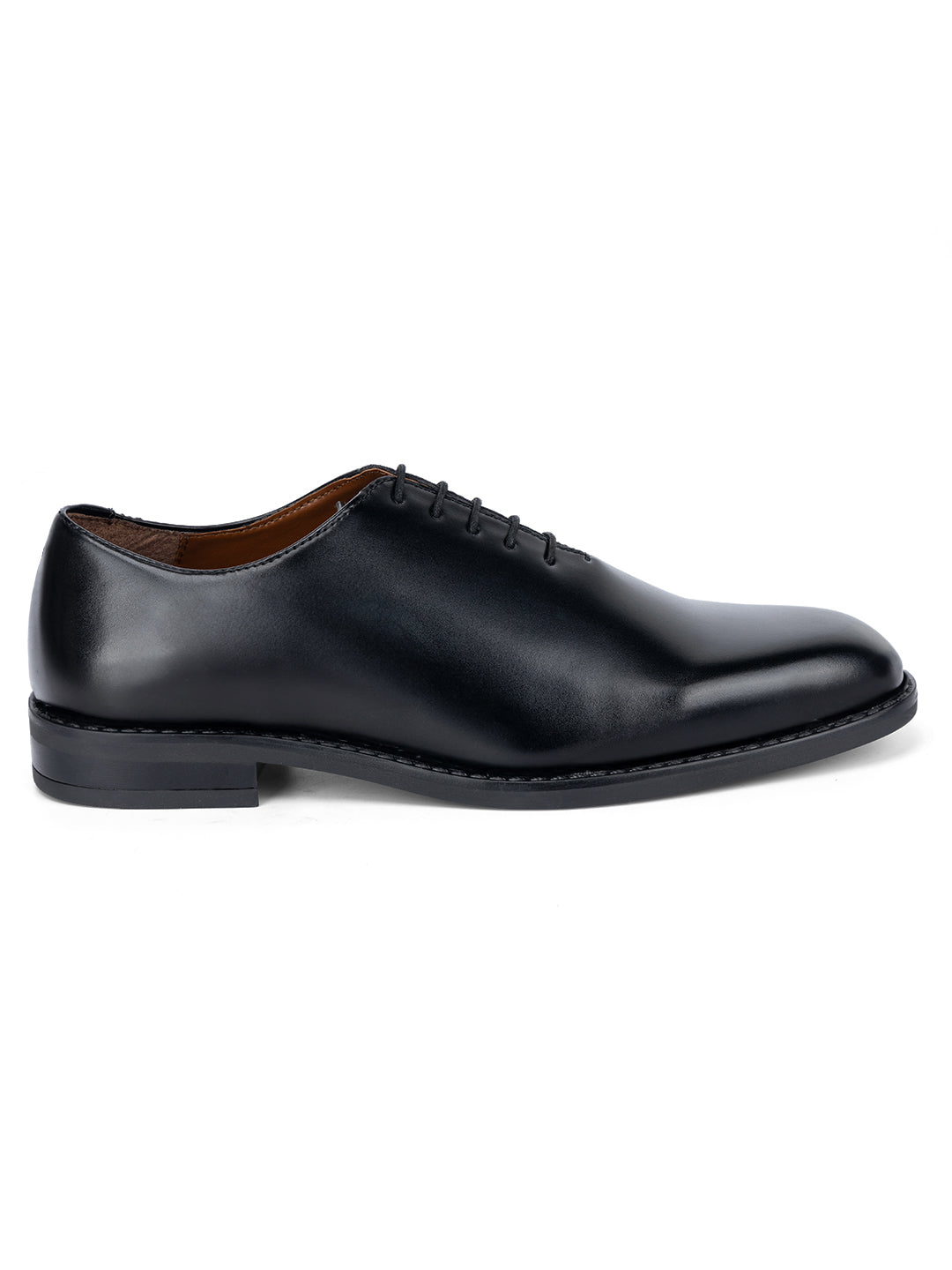 Jet Black Handcrafted Lace-Up Wholecut Derby Shoe