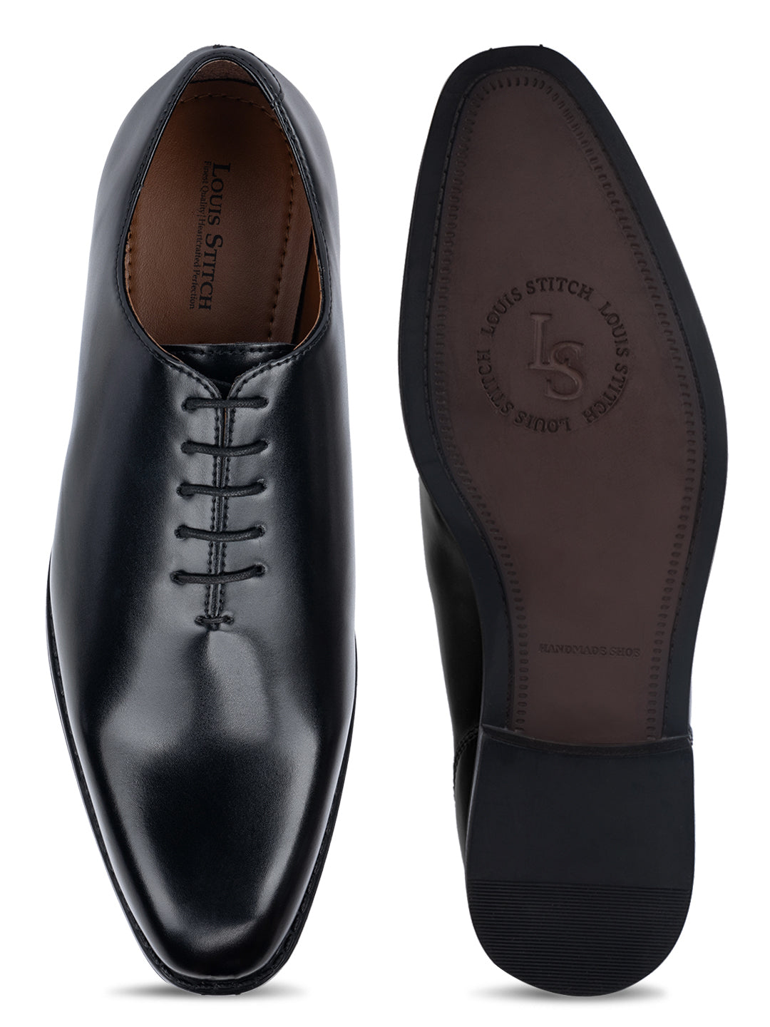 Jet Black Handcrafted Lace-Up Wholecut Derby Shoe
