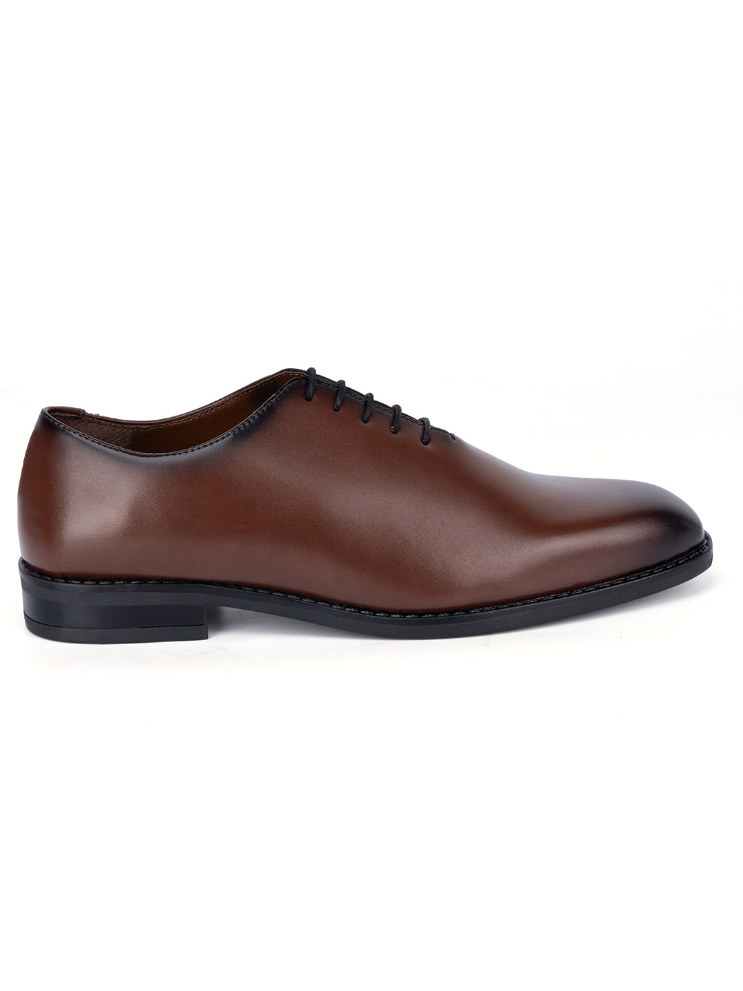 Tan Handcrafted Lace-Up Wholecut Derby Shoe