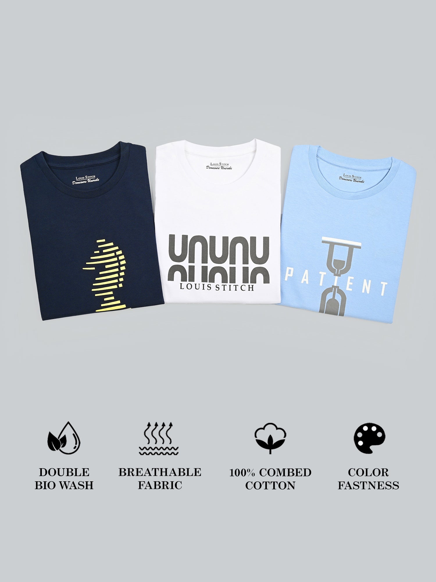 Men's Super Combed Cotton Regular Fit Pack of 3 Roundneck T-shirts