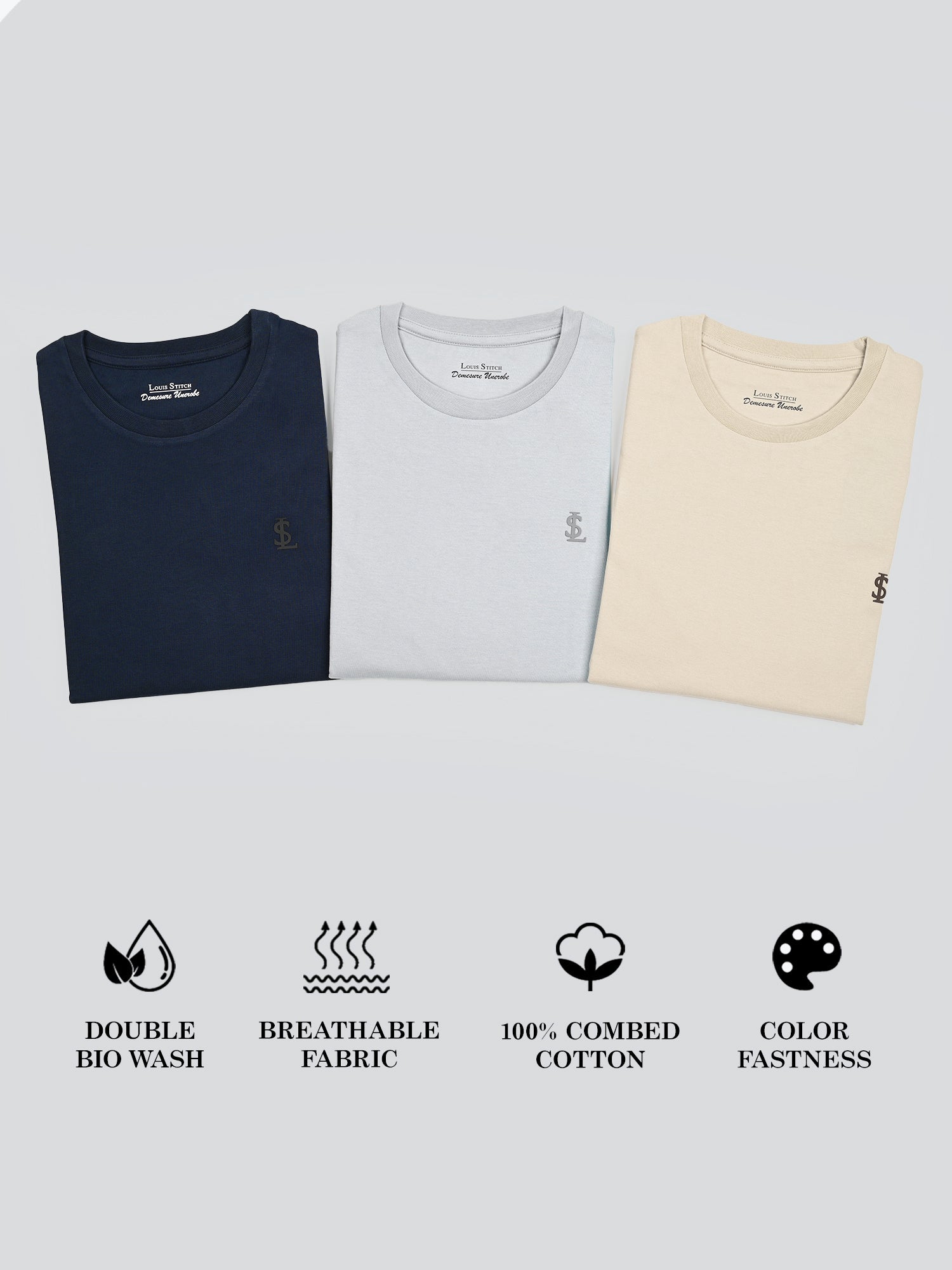 Men's Super Combed Cotton Regular Fit Pack of 3 Roundneck T-shirts