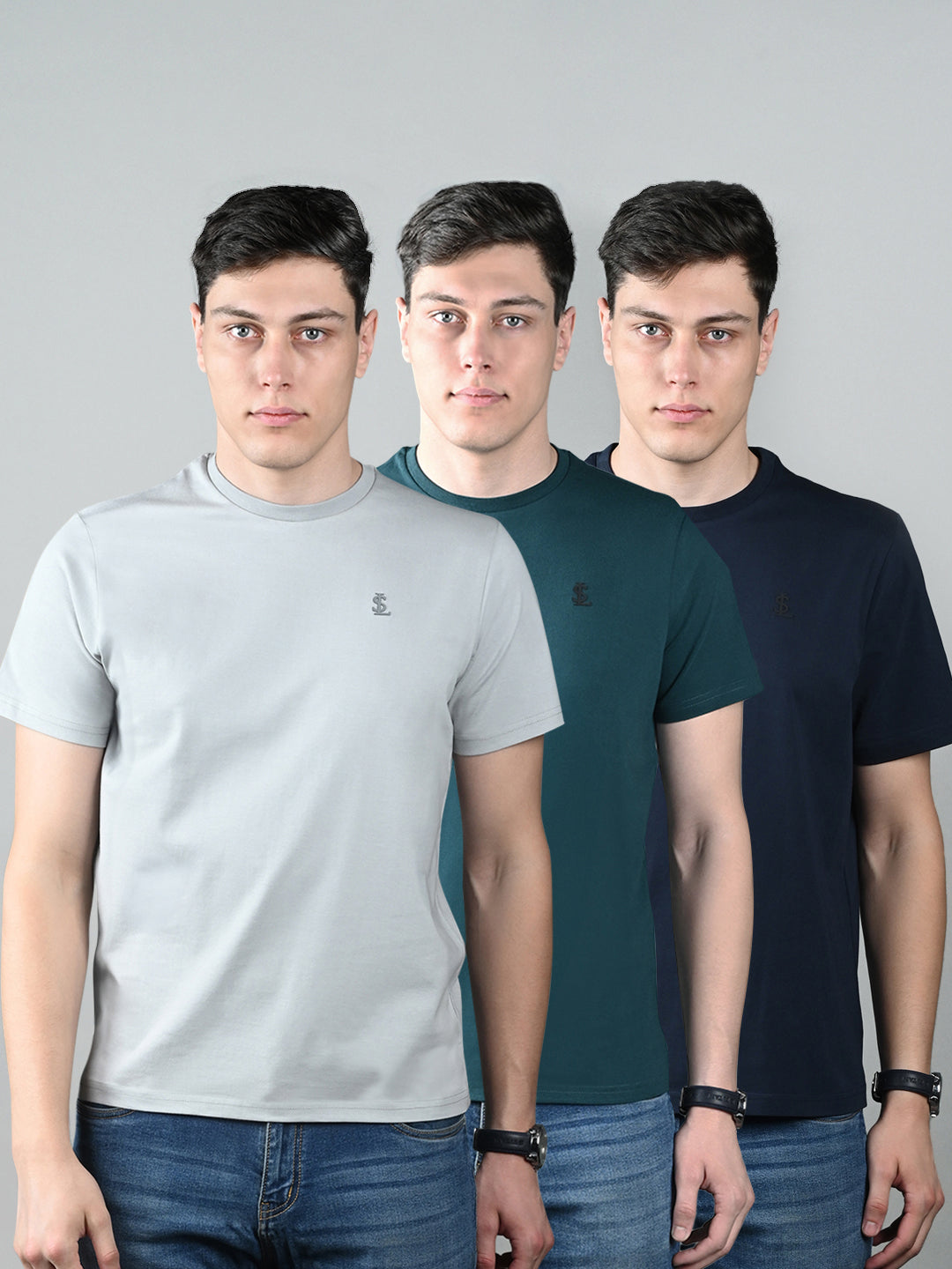 Men's Super Combed Cotton Regular Fit Pack of 3 Roundneck T-shirts