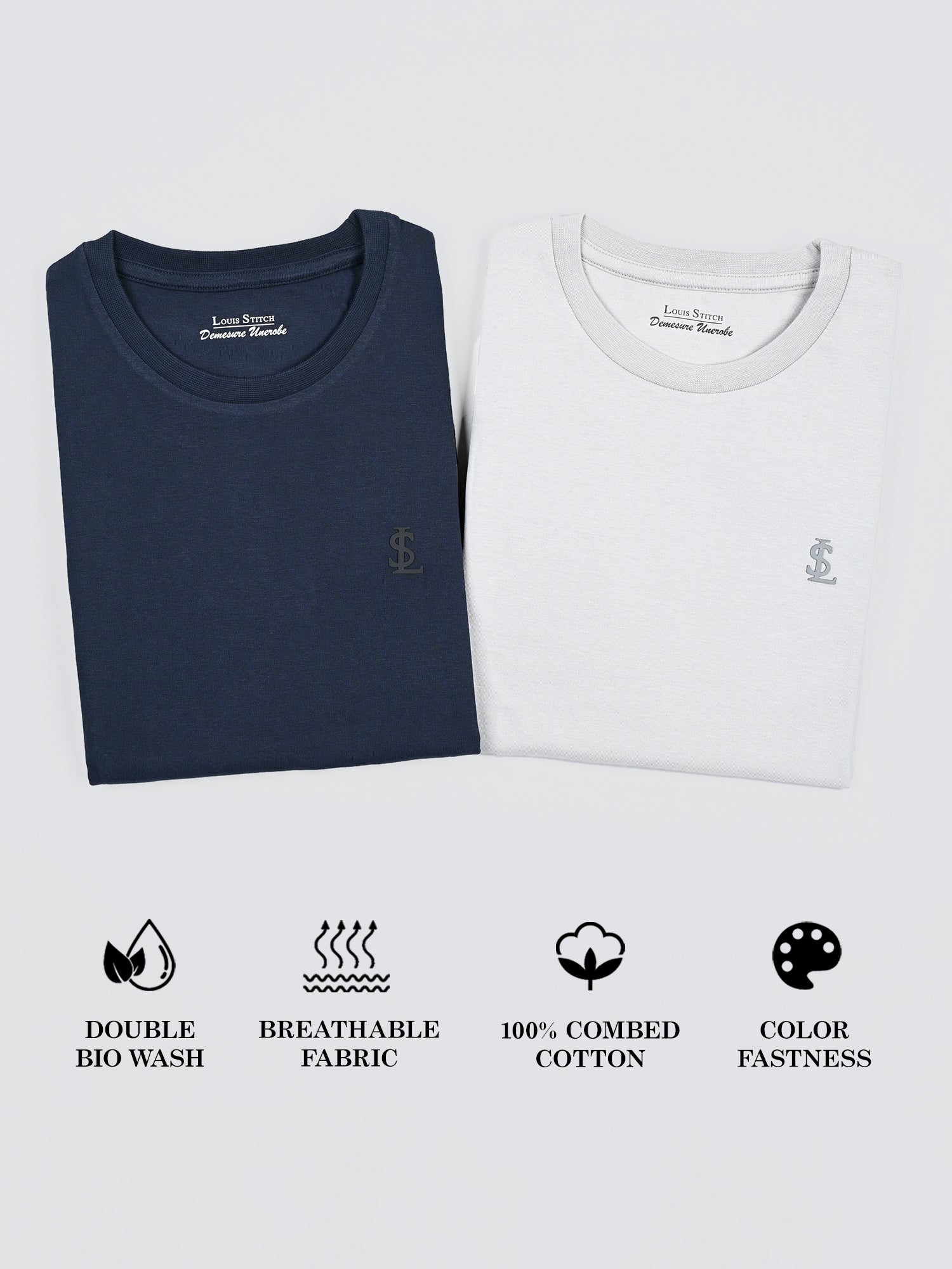 Men's Super Combed Cotton Regular Fit Pack of 2 Roundneck T-shirts