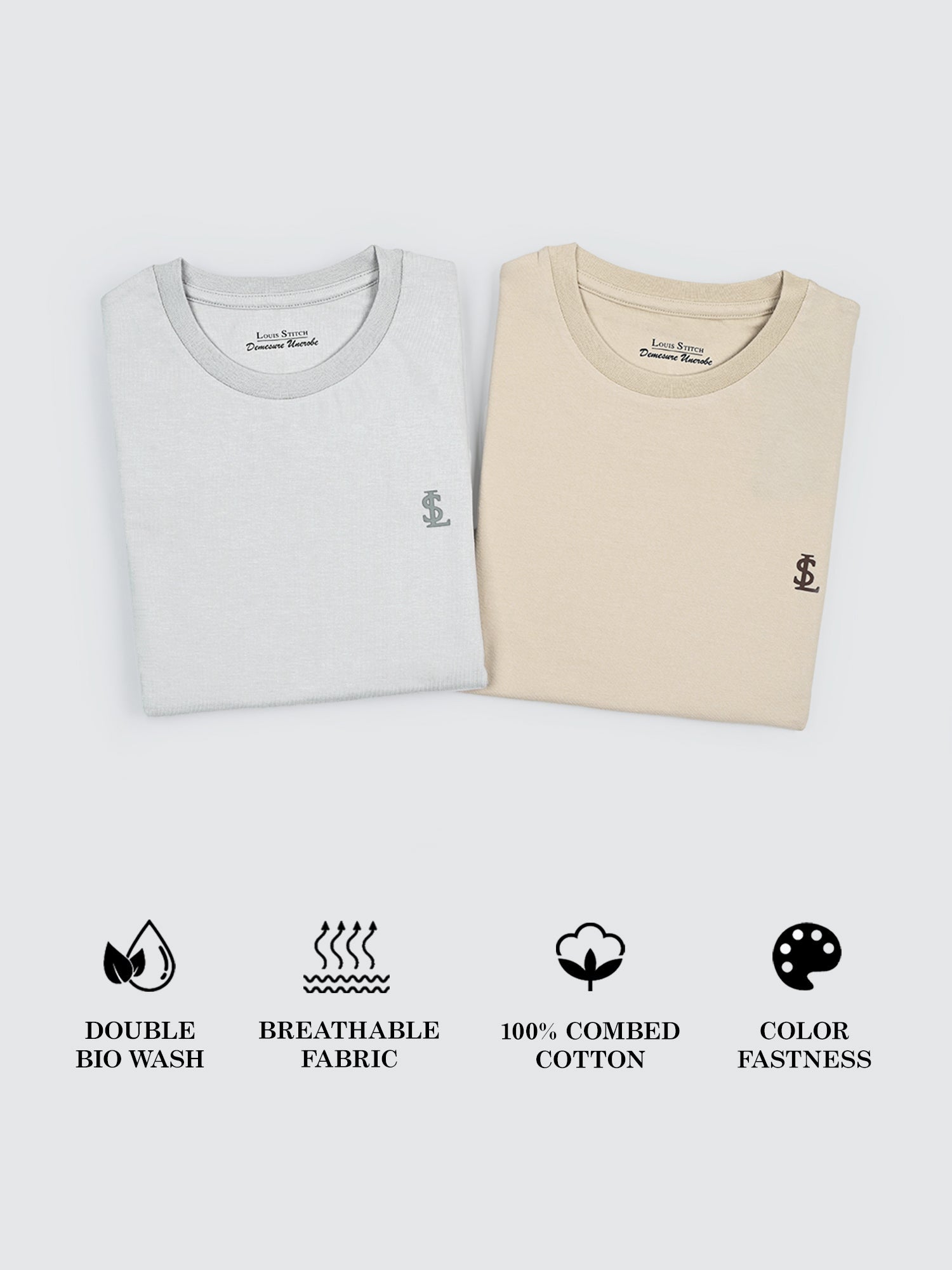 Men's Super Combed Cotton Regular Fit Pack of 2 Roundneck T-shirts