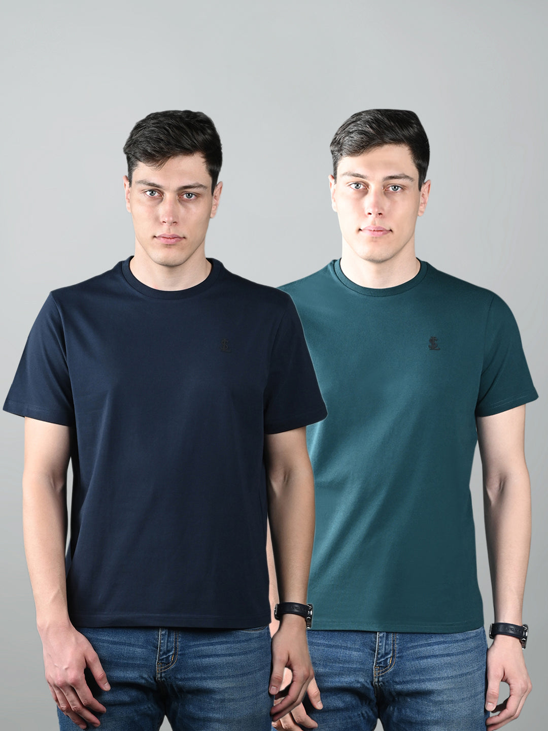Men's Super Combed Cotton Regular Fit Pack of 2 Roundneck T-shirts