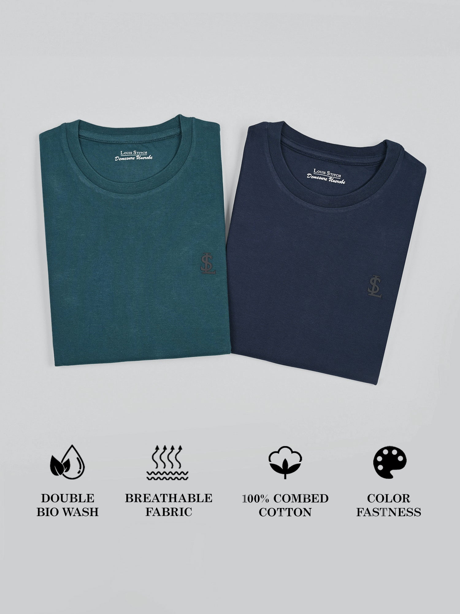 Men's Super Combed Cotton Regular Fit Pack of 2 Roundneck T-shirts