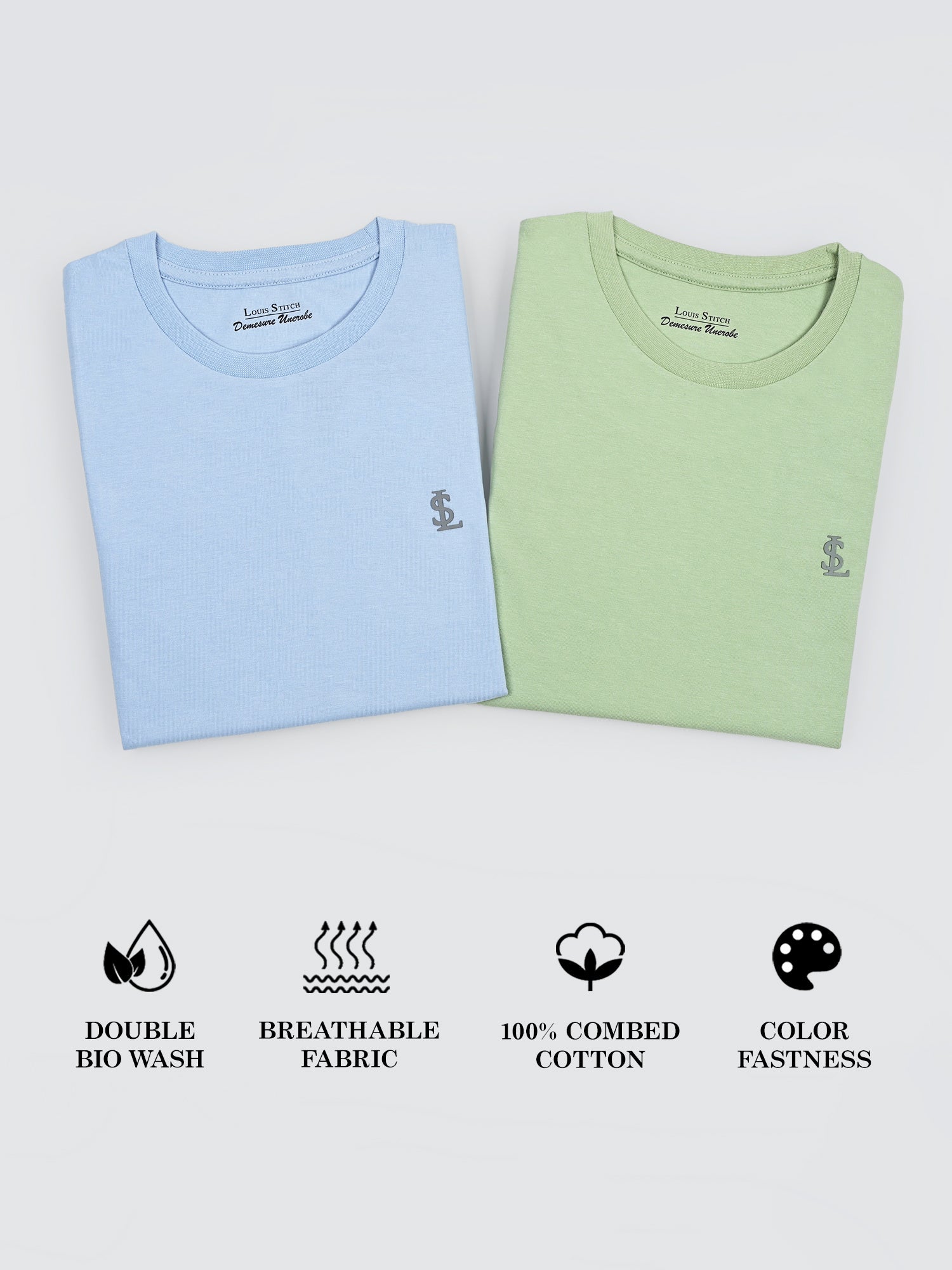 Men's Super Combed Cotton Regular Fit Pack of 2 Roundneck T-shirts