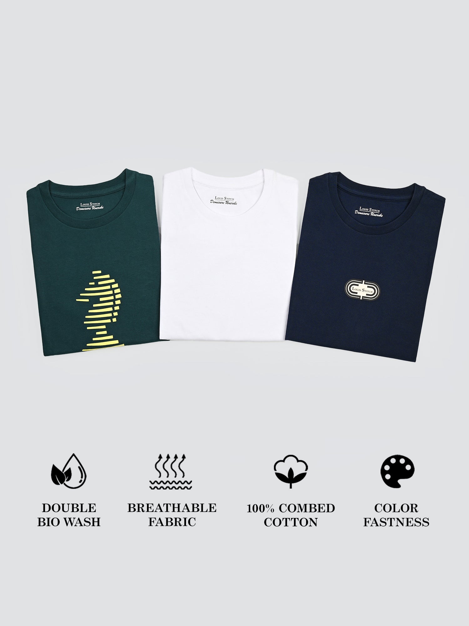 Men's Super Combed Cotton Regular Fit Pack of 3 Roundneck T-shirts