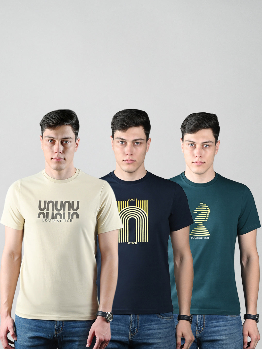 Men's Super Combed Cotton Regular Fit Pack of 3 Roundneck T-shirts