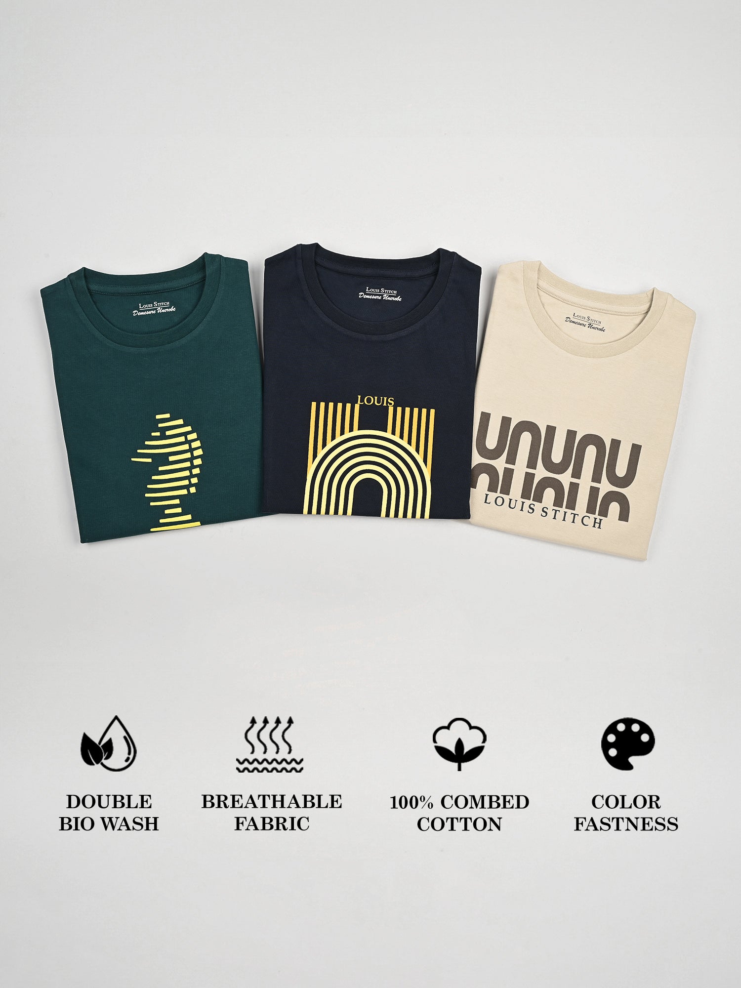 Men's Super Combed Cotton Regular Fit Pack of 3 Roundneck T-shirts