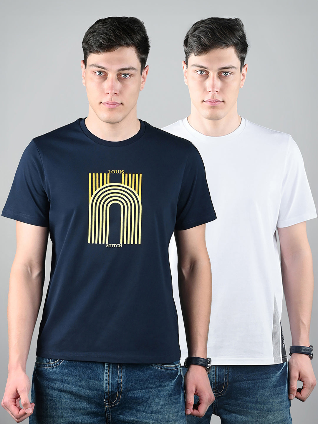 Men's Super Combed Cotton Regular Fit Pack of 2 Roundneck T-shirts