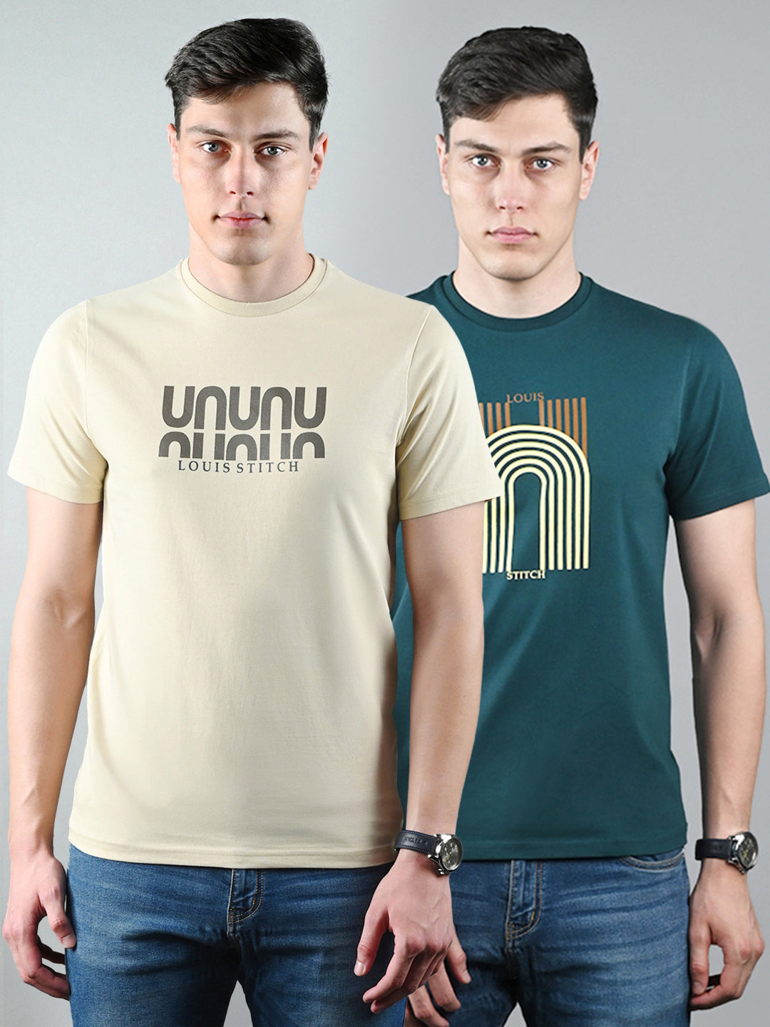 Men's Super Combed Cotton Regular Fit Pack of 2 Roundneck T-shirts