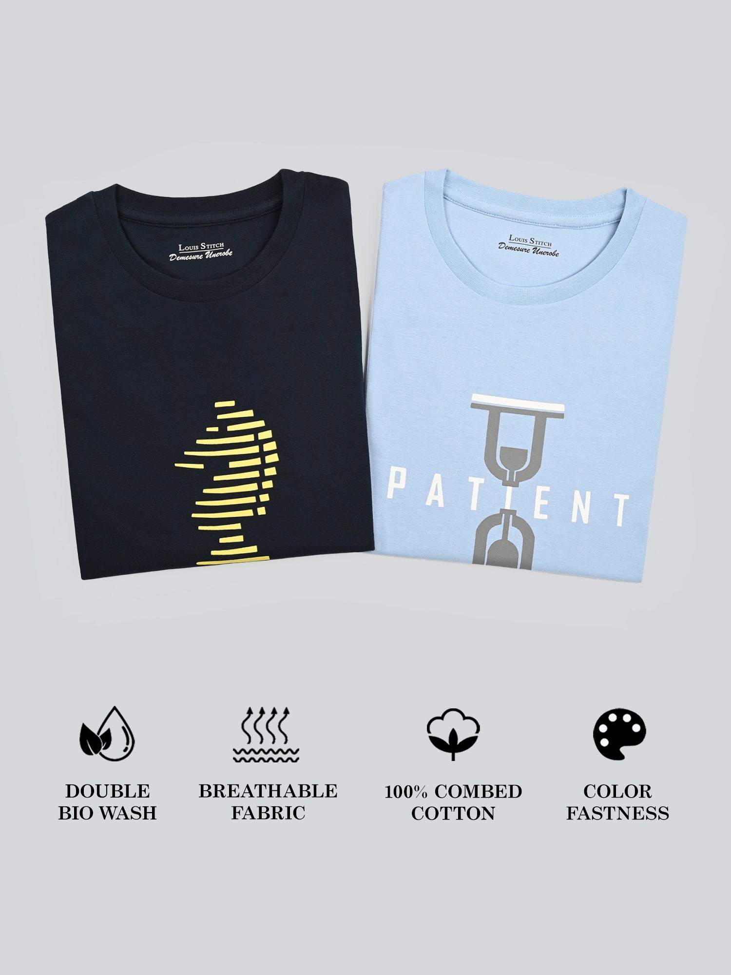 Men's Super Combed Cotton Regular Fit Pack of 2 Roundneck T-shirts