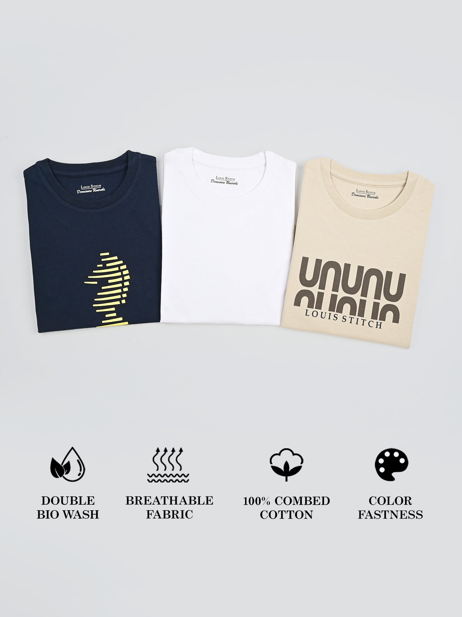 Men's Super Combed Cotton Regular Fit Pack of 3 Roundneck T-shirts