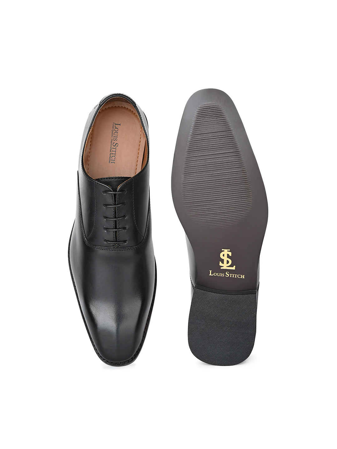 Jet Black Italian Crust Leather Formal Derbys