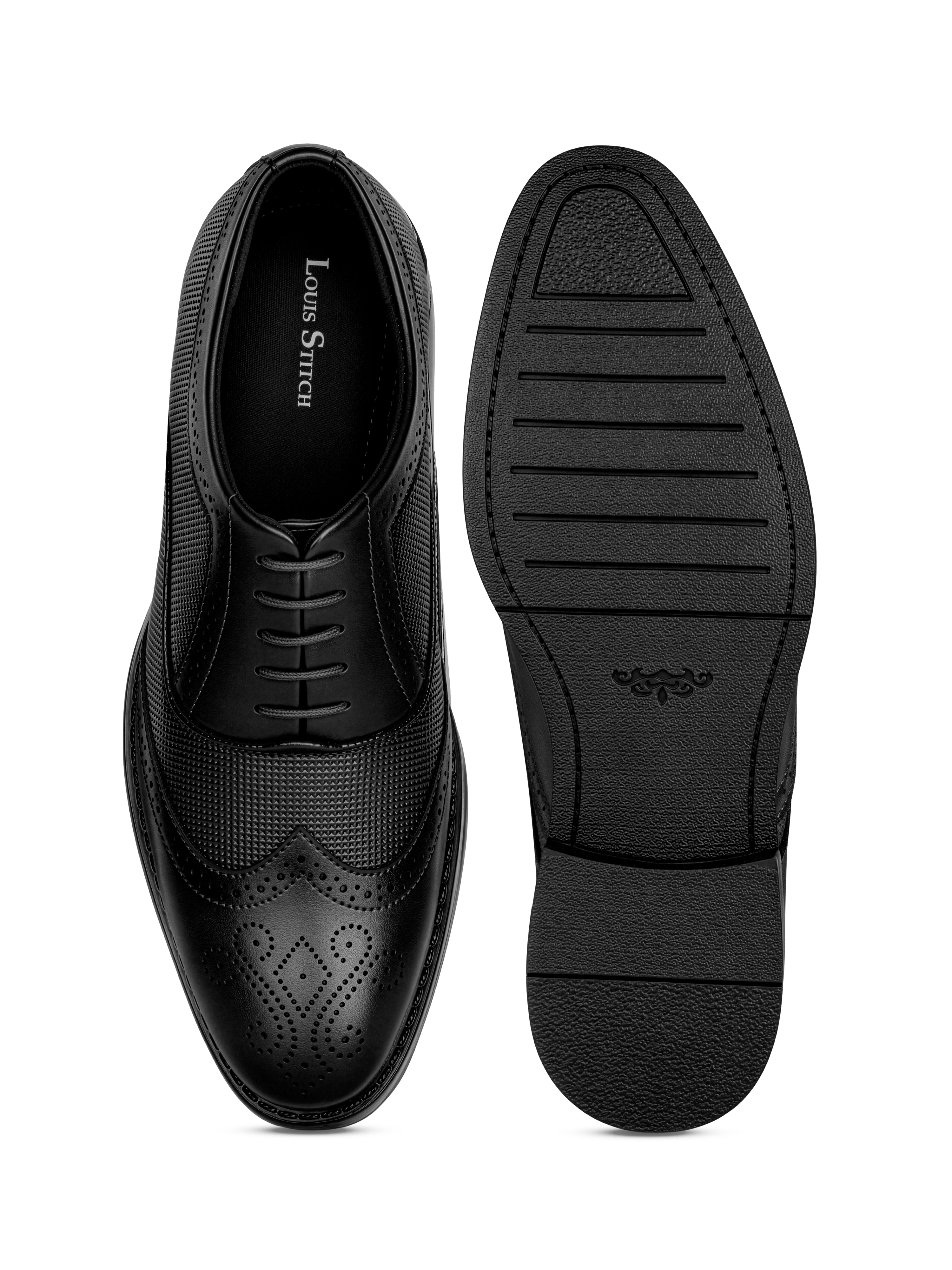 Jet Black Formal Brogue Lace-Up Shoes