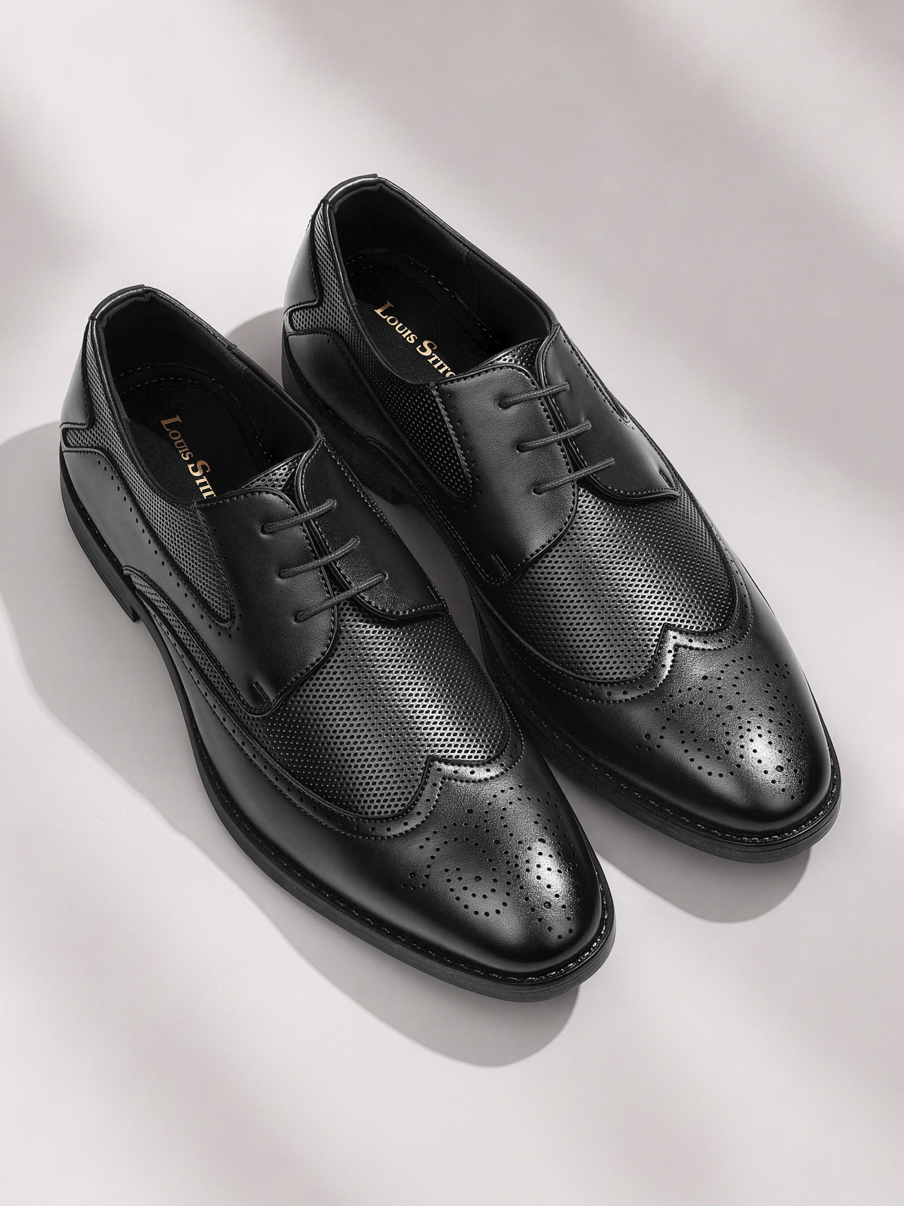Jet Black Formal Brogue Lace-Up Shoes