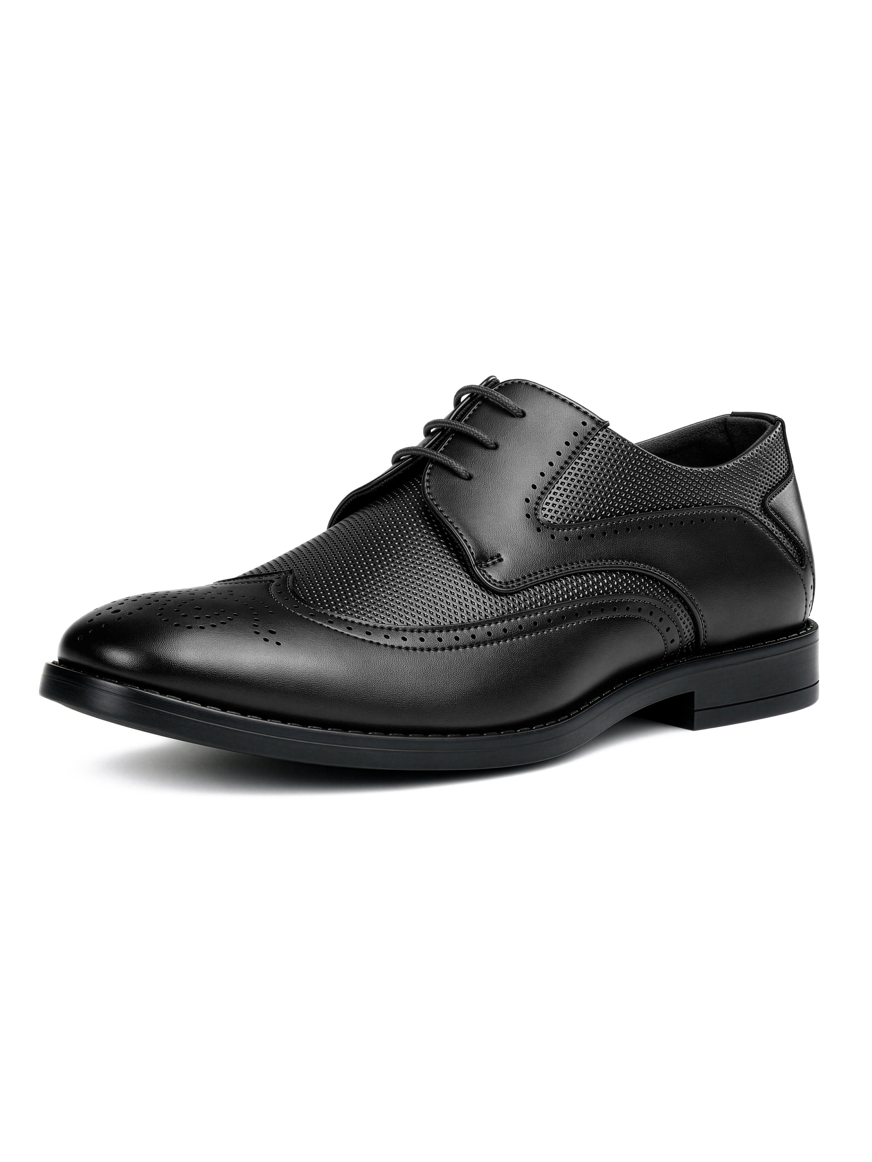 Jet Black Formal Brogue Lace-Up Shoes