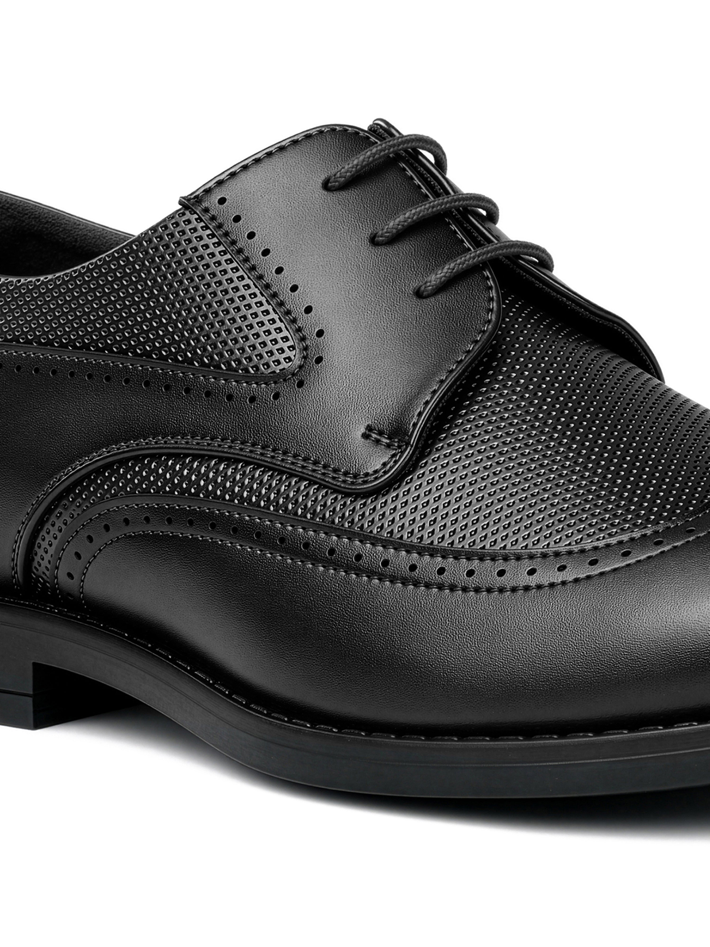 Jet Black Formal Brogue Lace-Up Shoes