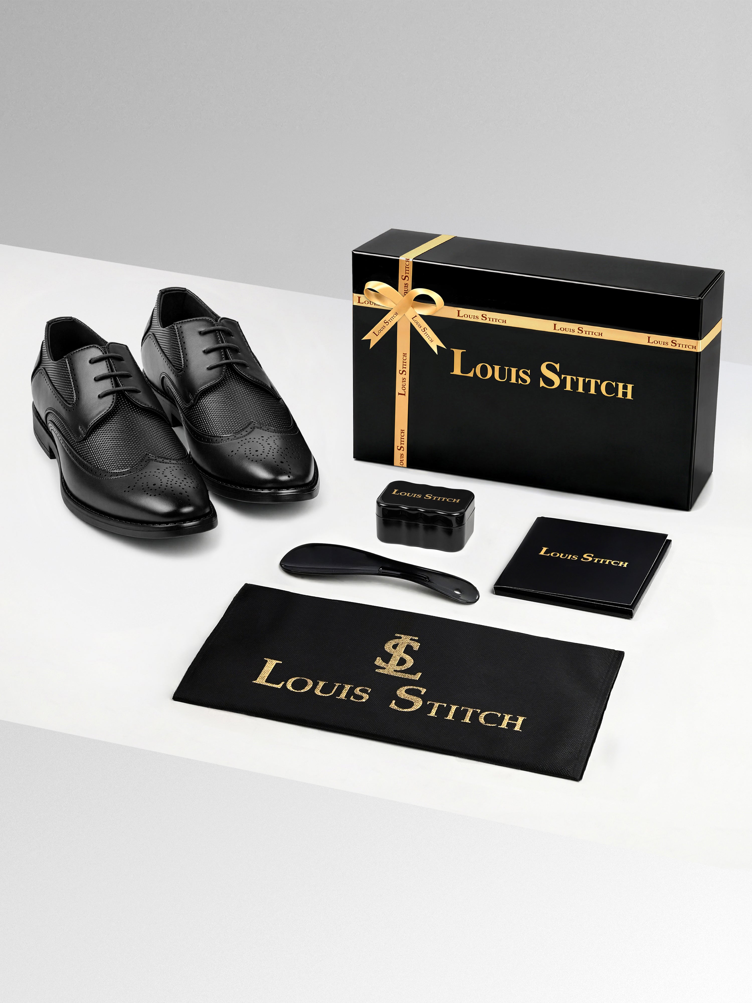Jet Black Formal Brogue Lace-Up Shoes