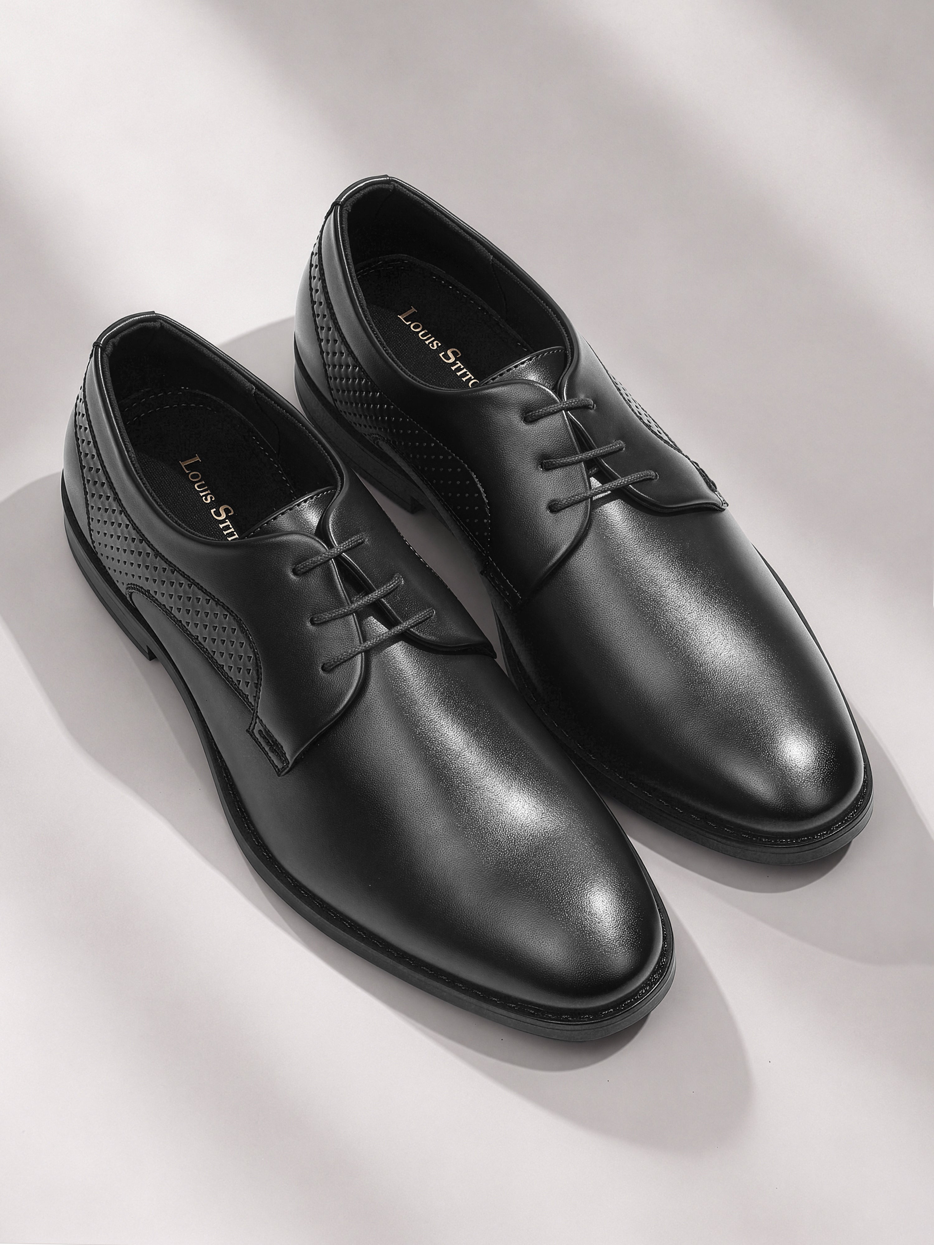 Jet Black Formal Derby Lace-Up Shoes