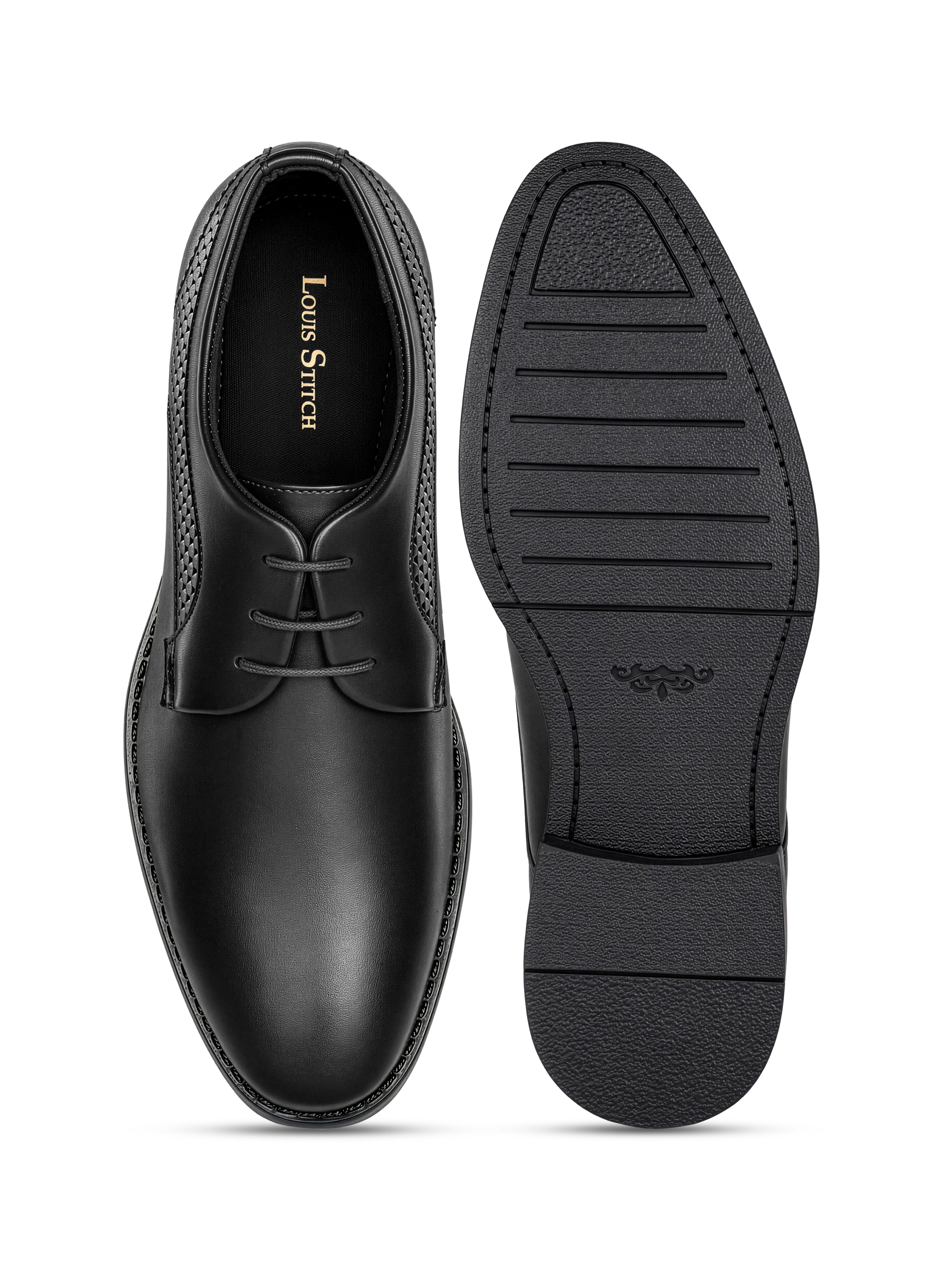 Jet Black Formal Derby Lace-Up Shoes