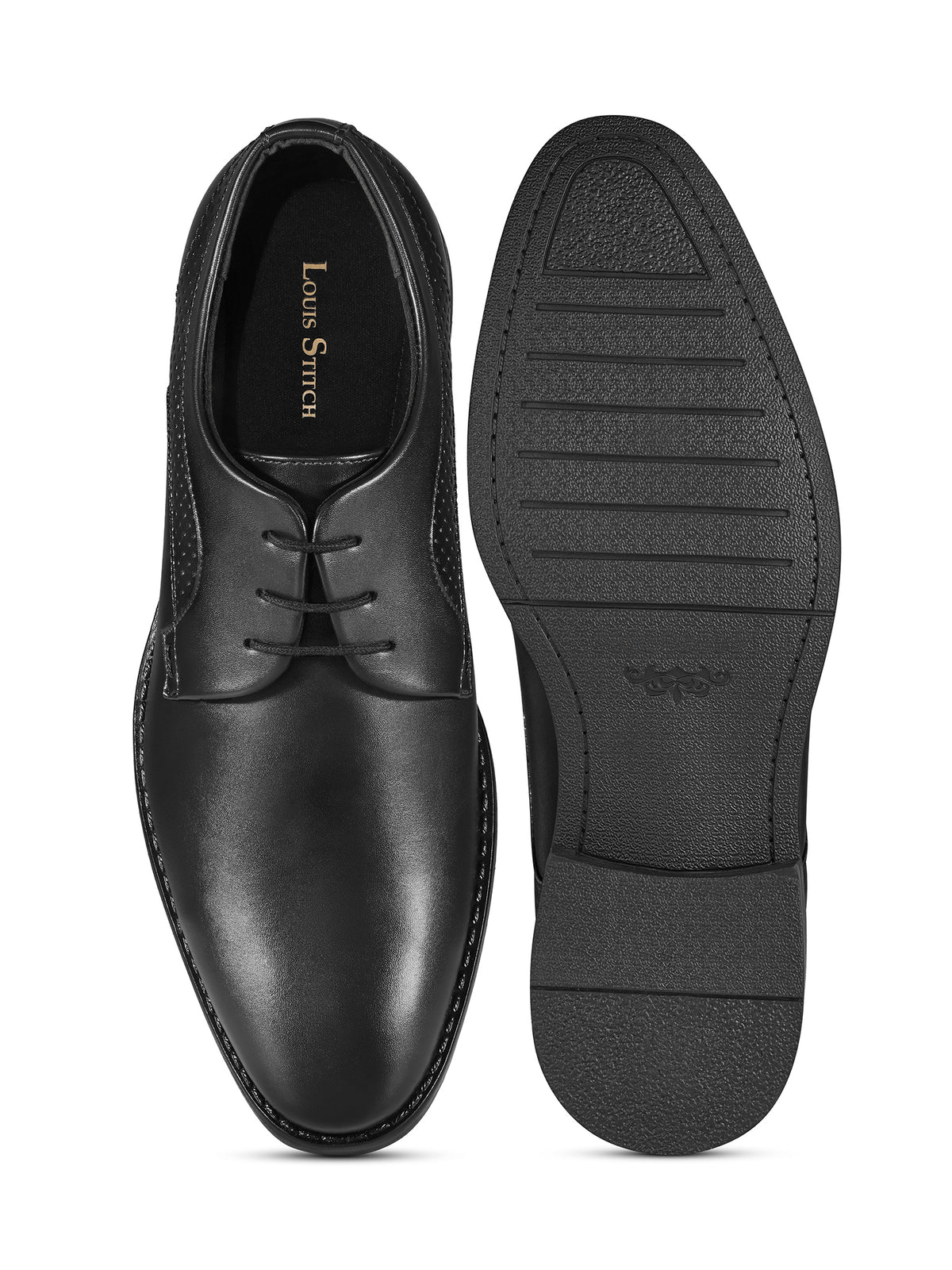 Jet Black Formal Derby Lace-Up Shoes