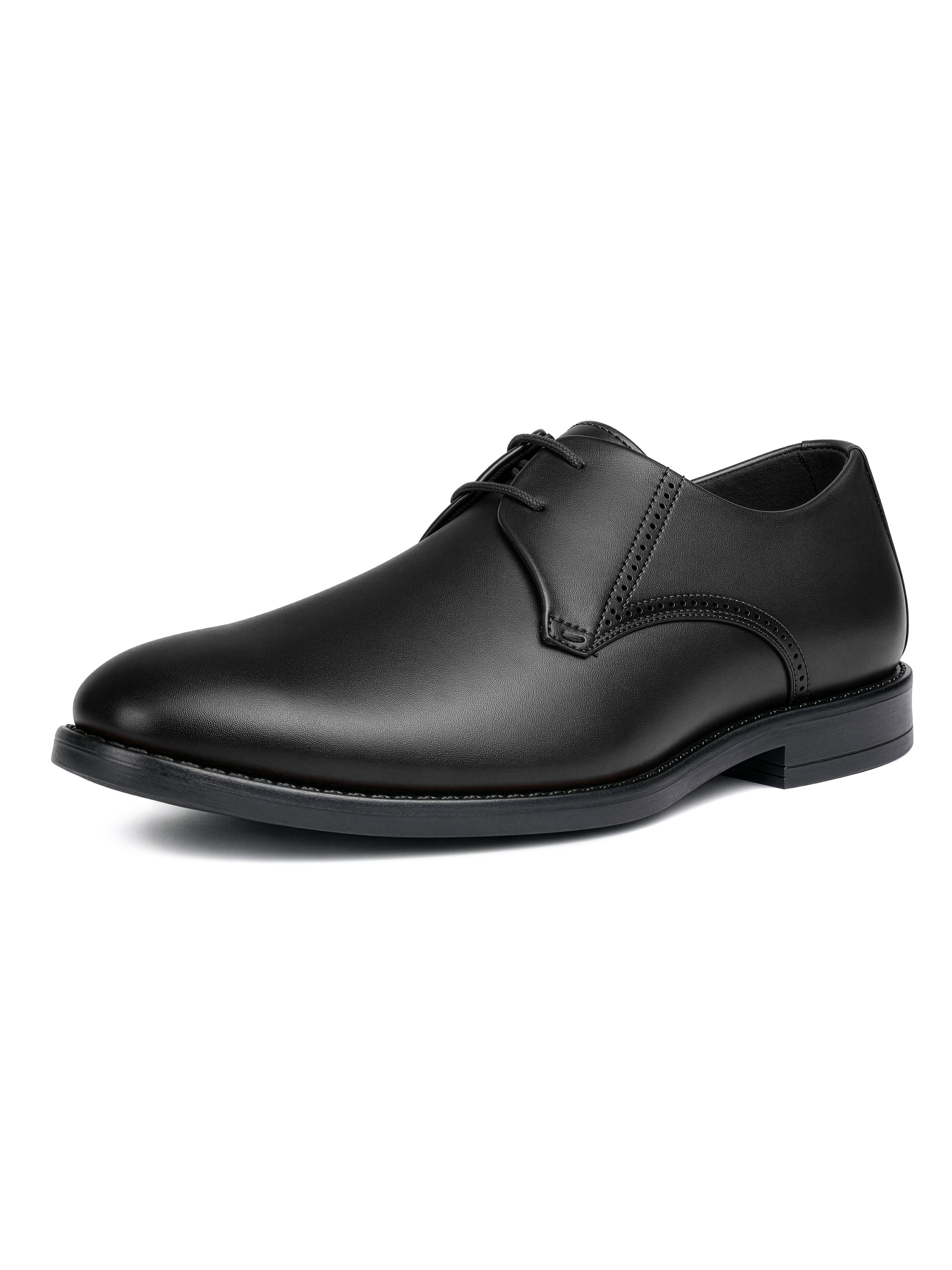 Jet Black Formal Derby Lace-Up Shoes