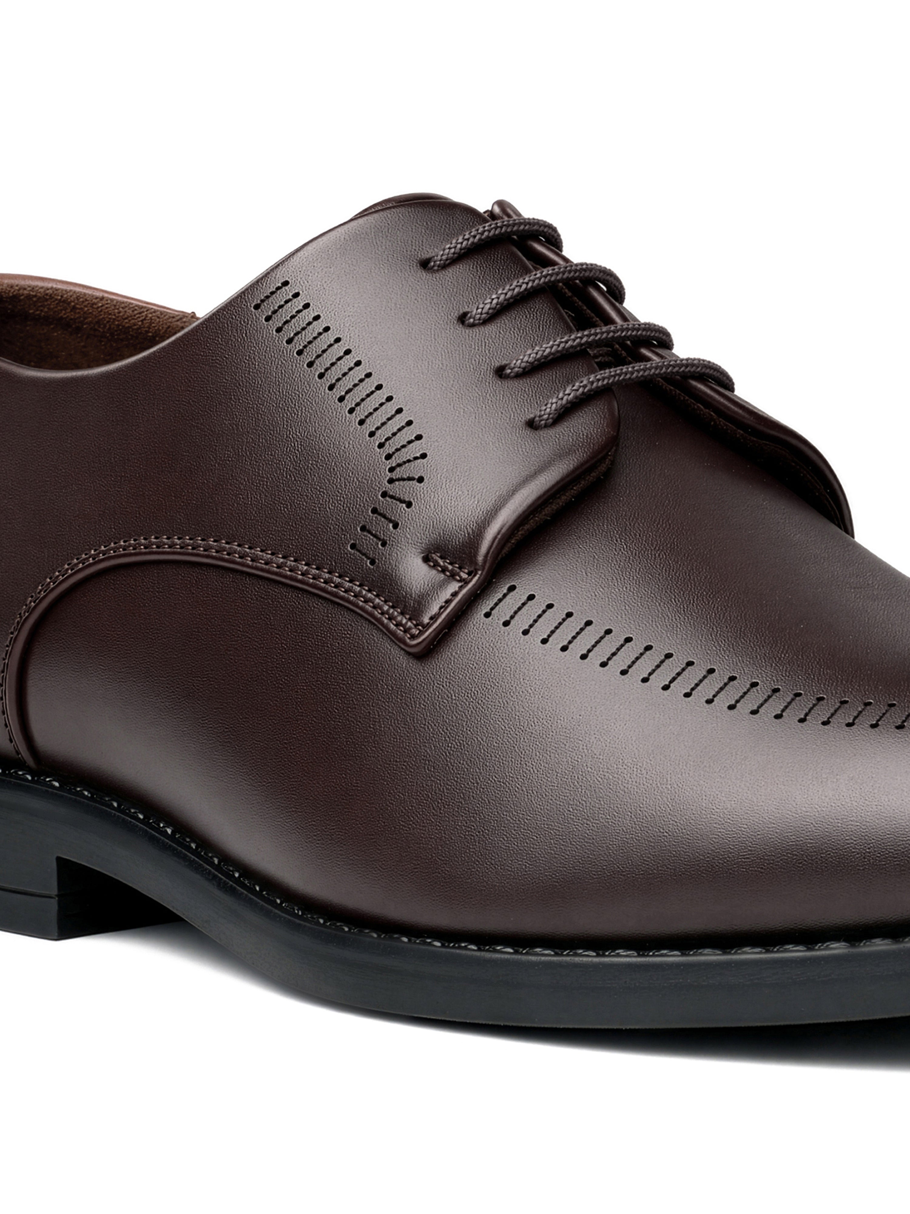 Brunette Brown Formal Derby Lace-Up Shoes