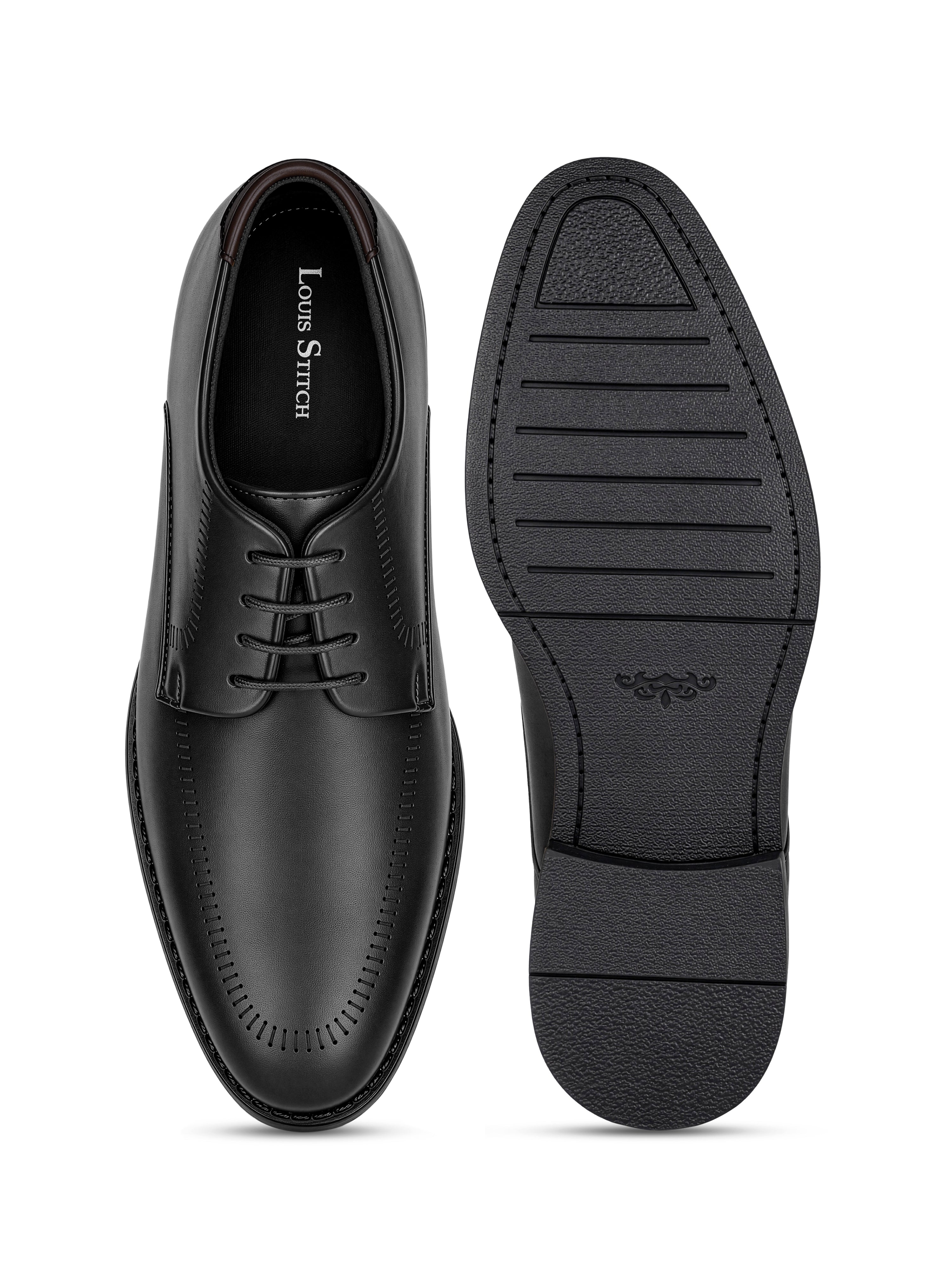 Jet Black Formal Derby Lace-Up Shoes