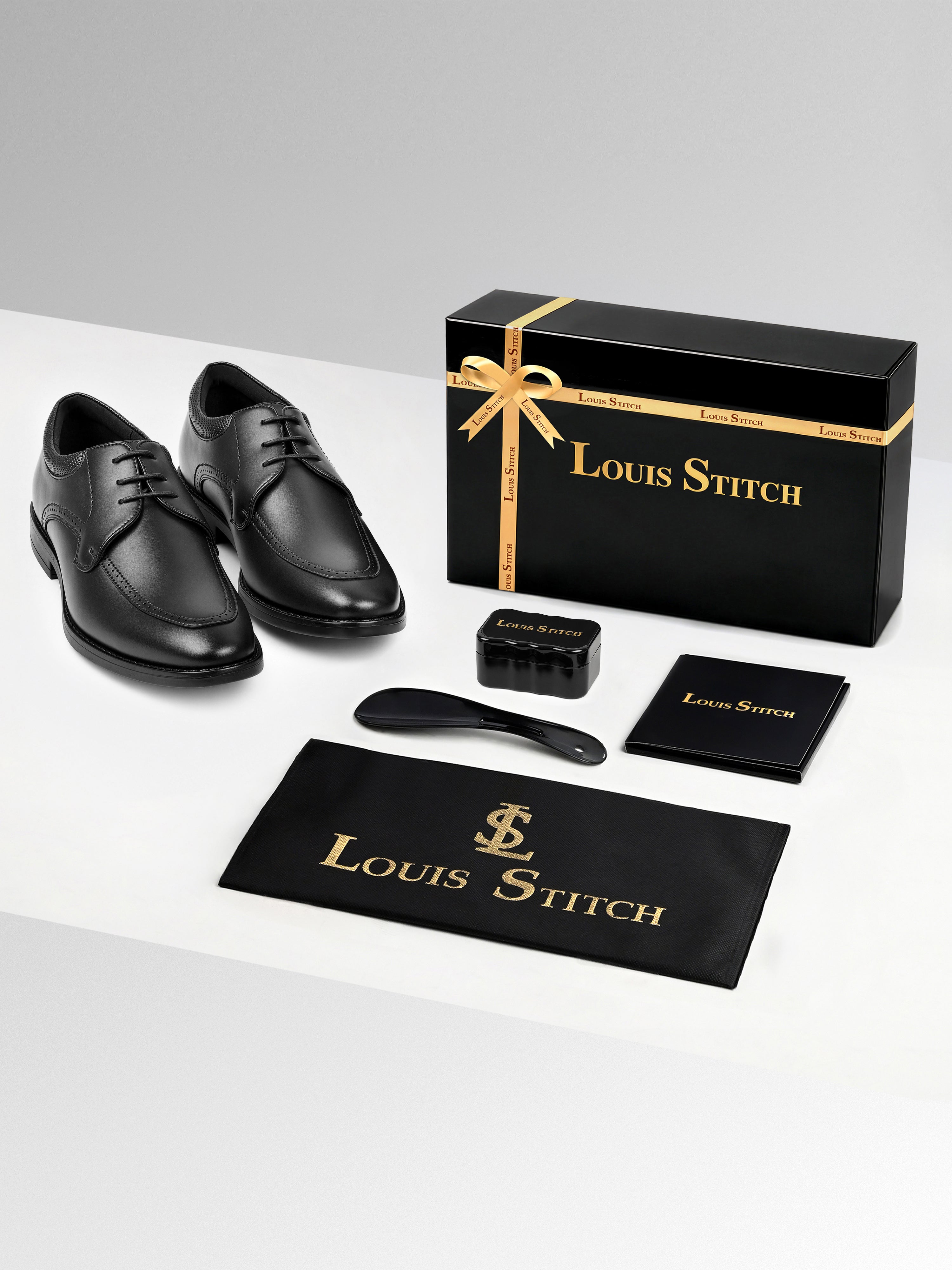 Jet Black Formal Derby Lace-Up Shoes