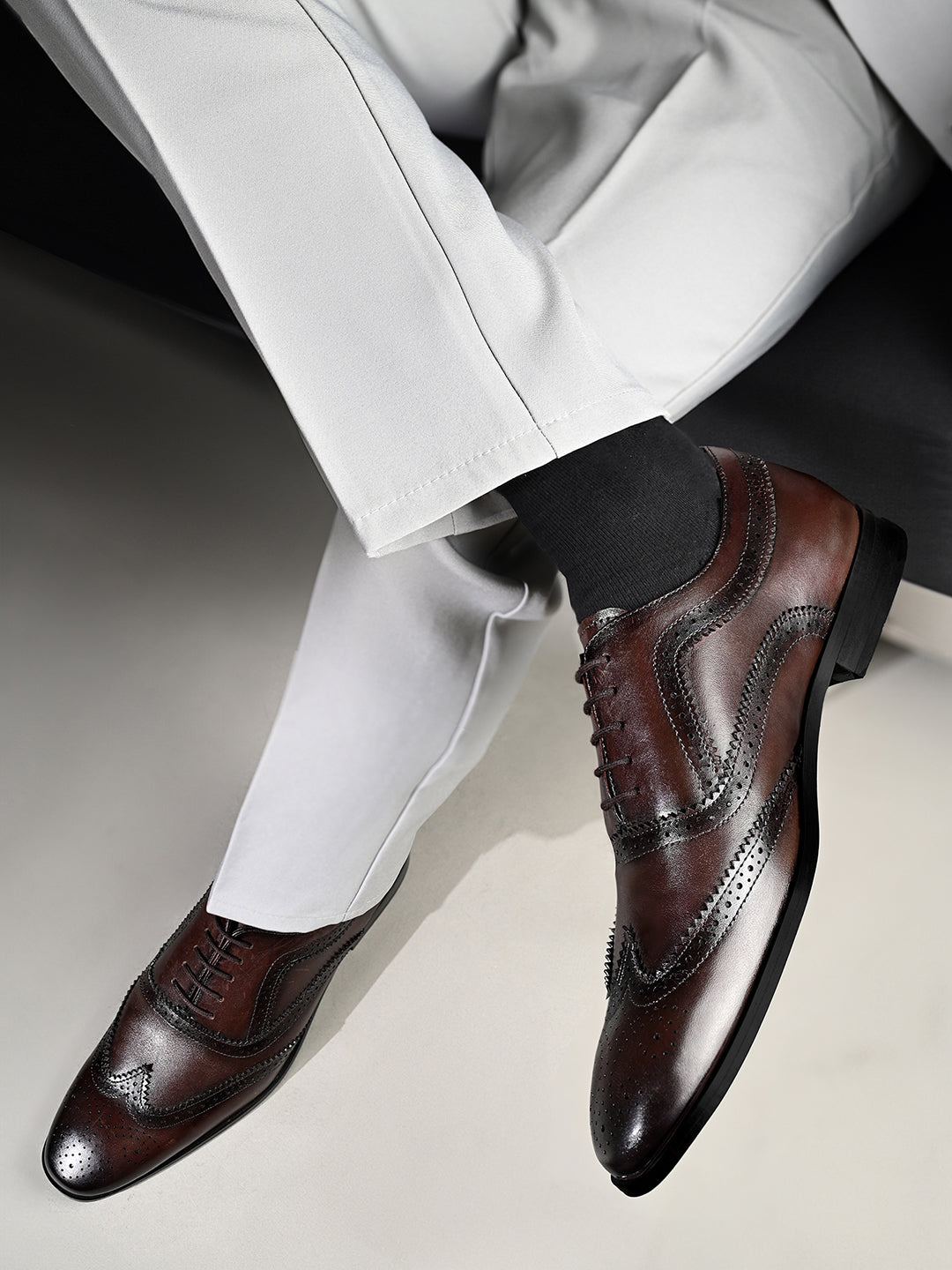 Brunette Brown Italian Crust Leather Formal Brogues