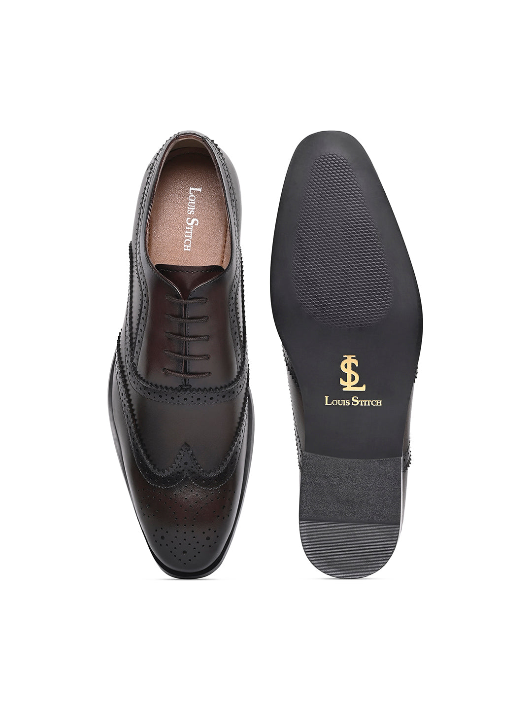 Brunette Brown Italian Crust Leather Formal Brogue