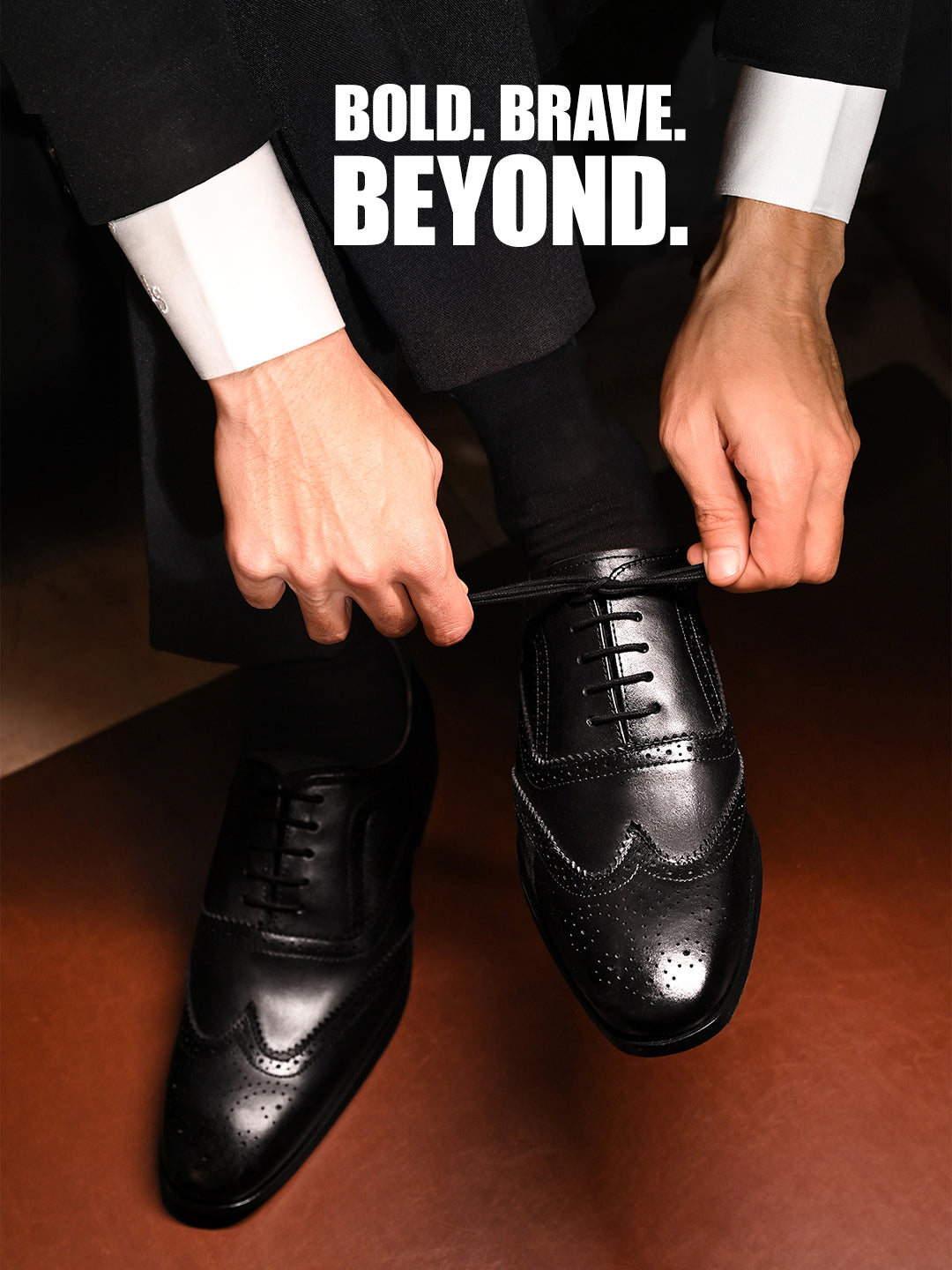 Jet Black Italian Crust Leather Formal Brogue