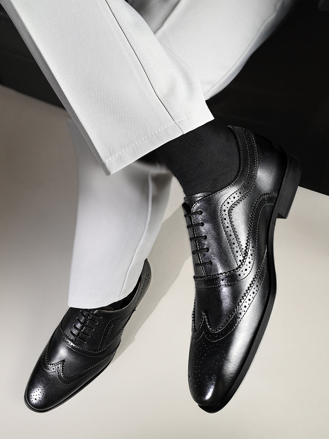 Jet Black Italian Crust Leather Formal Brogues