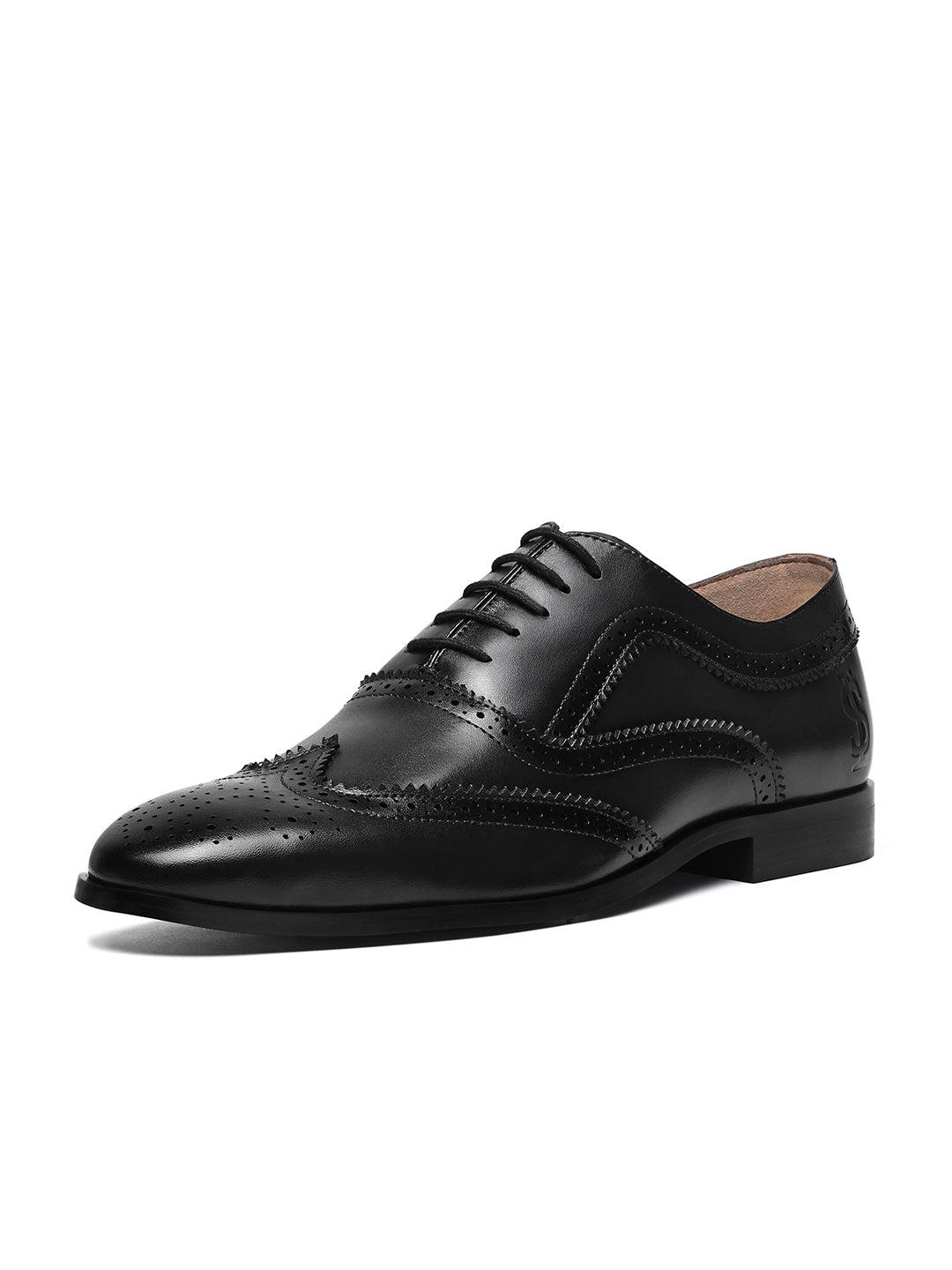 Jet Black Italian Crust Leather Formal Brogue