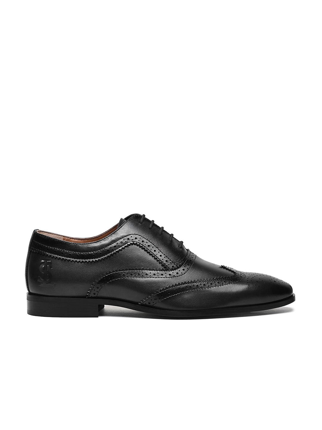 Jet Black Italian Crust Leather Formal Brogue