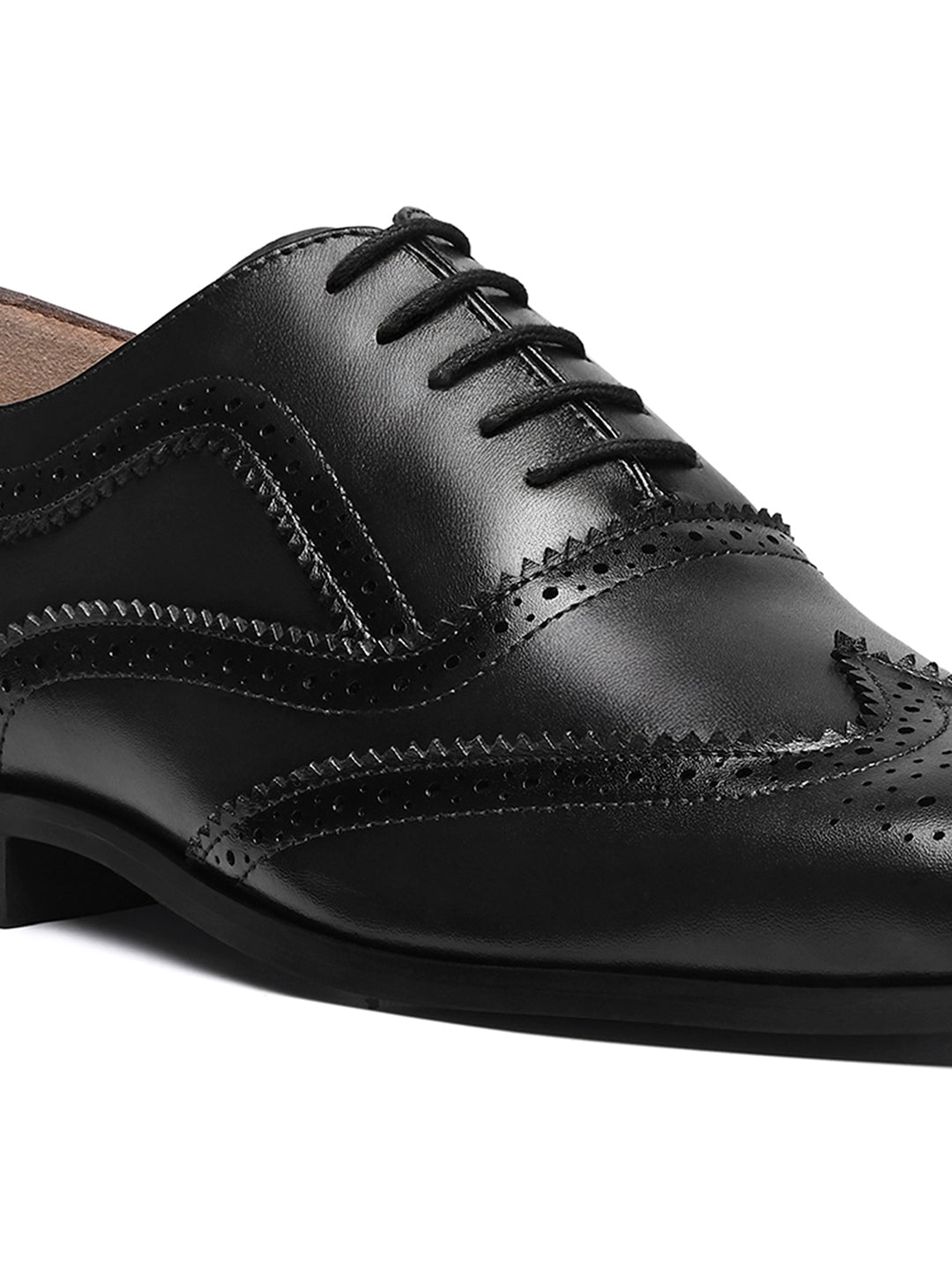 Jet Black Italian Crust Leather Formal Brogue